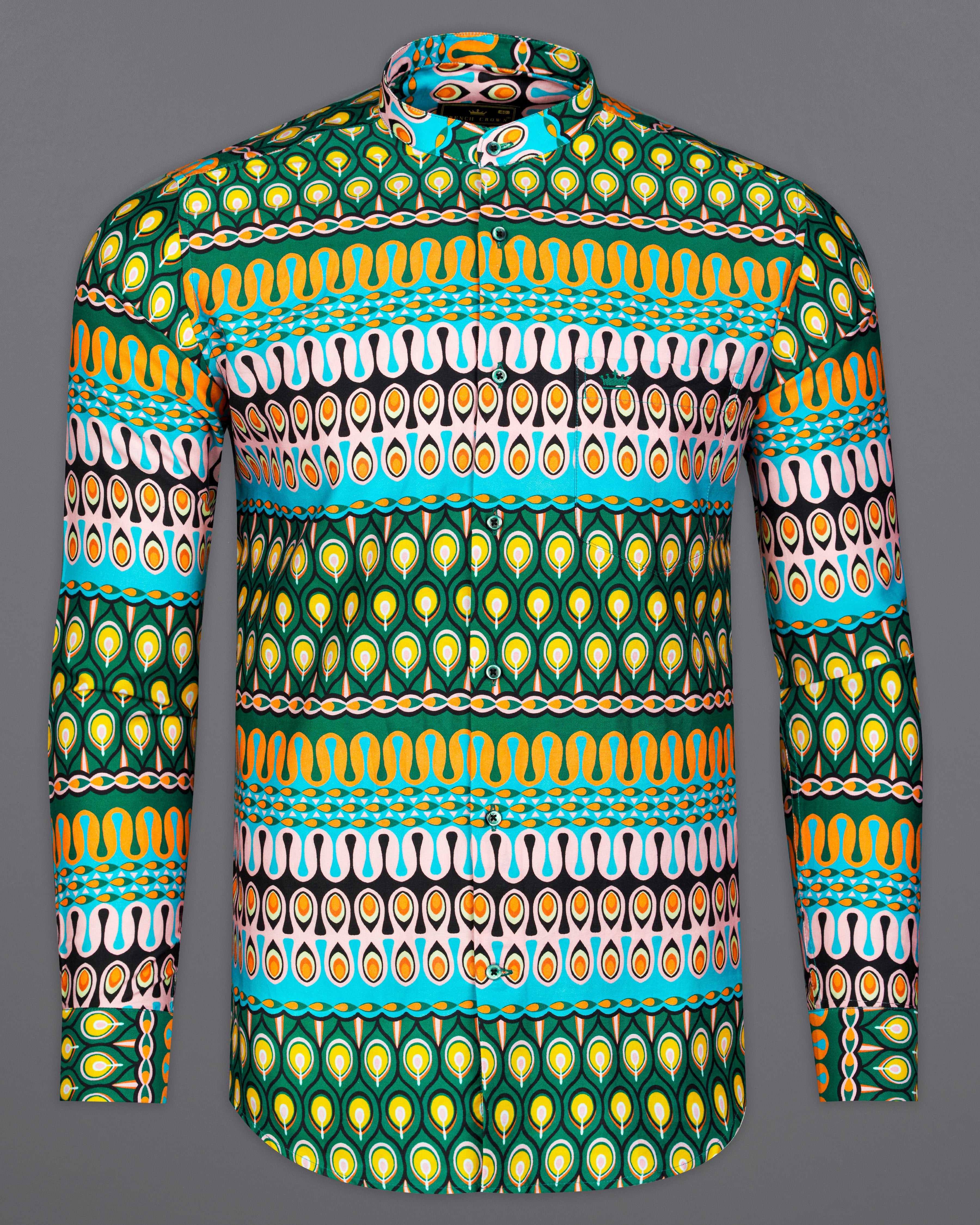 Aquamarine Green with Cantaloupe Orange Multicolour Ankara Pattern Super Soft Premium Cotton Shirt 9924-M-GR-38, 9924-M-GR-H-38, 9924-M-GR-39, 9924-M-GR-H-39, 9924-M-GR-40, 9924-M-GR-H-40, 9924-M-GR-42, 9924-M-GR-H-42, 9924-M-GR-44, 9924-M-GR-H-44, 9924-M-GR-46, 9924-M-GR-H-46, 9924-M-GR-48, 9924-M-GR-H-48, 9924-M-GR-50, 9924-M-GR-H-50, 9924-M-GR-52, 9924-M-GR-H-52