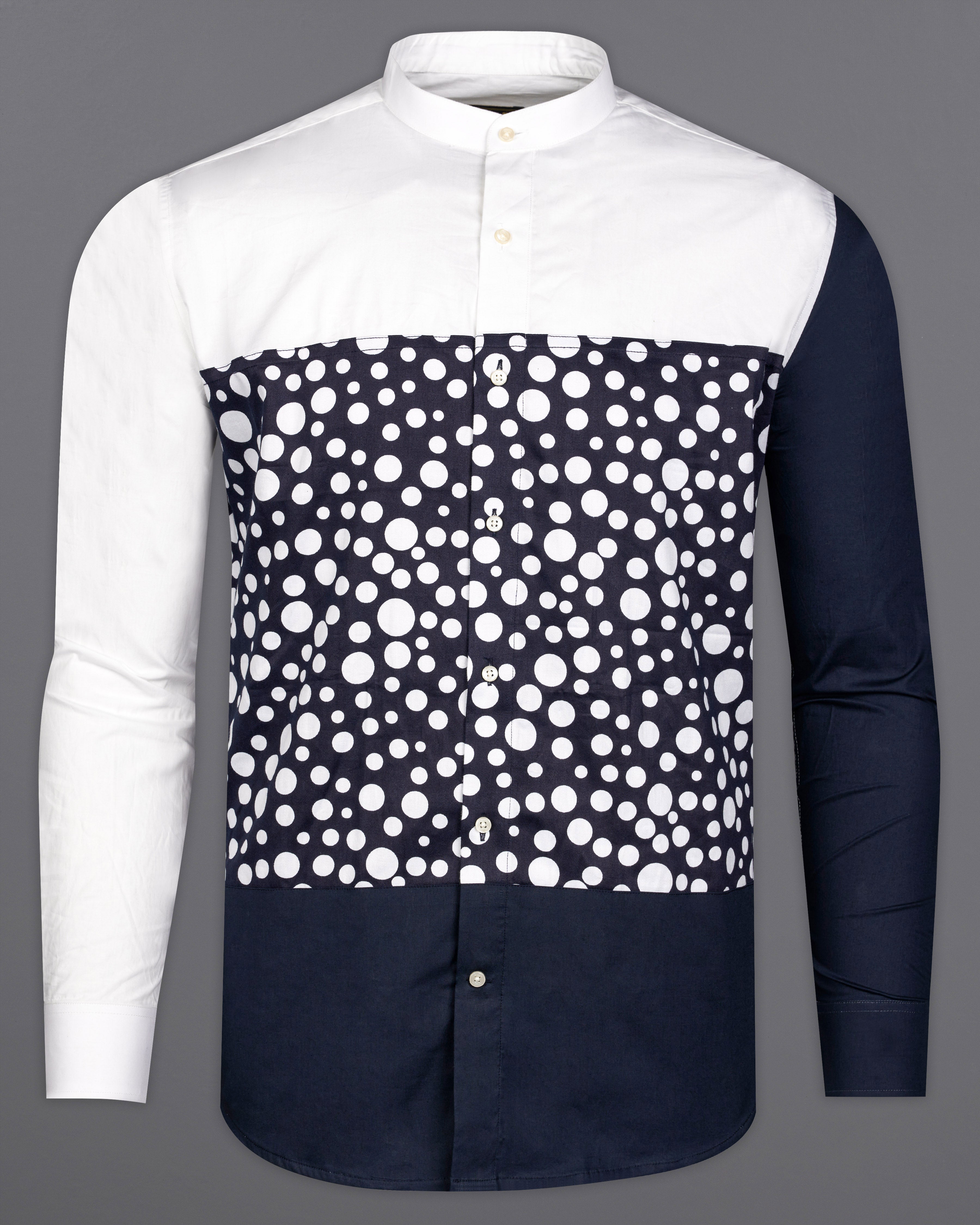 Bright White with Outer Space Blue Polka Premium Cotton Designer Shirt 9937-M-P229-38, 9937-M-P229-H-38, 9937-M-P229-39, 9937-M-P229-H-39, 9937-M-P229-40, 9937-M-P229-H-40, 9937-M-P229-42, 9937-M-P229-H-42, 9937-M-P229-44, 9937-M-P229-H-44, 9937-M-P229-46, 9937-M-P229-H-46, 9937-M-P229-48, 9937-M-P229-H-48, 9937-M-P229-50, 9937-M-P229-H-50, 9937-M-P229-52, 9937-M-P229-H-52