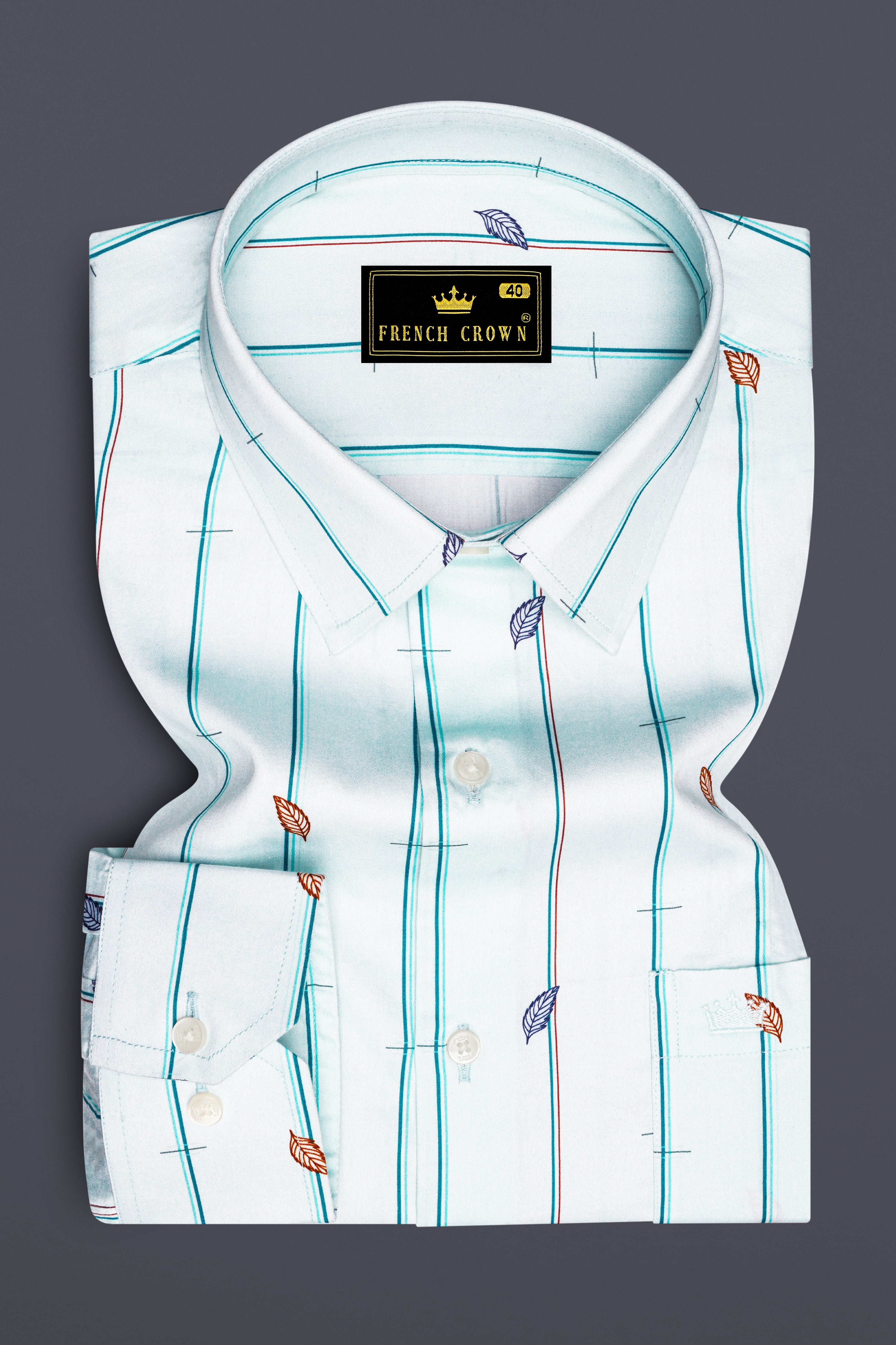 Iceberg Light Green Striped Super Soft Premium Cotton Shirt