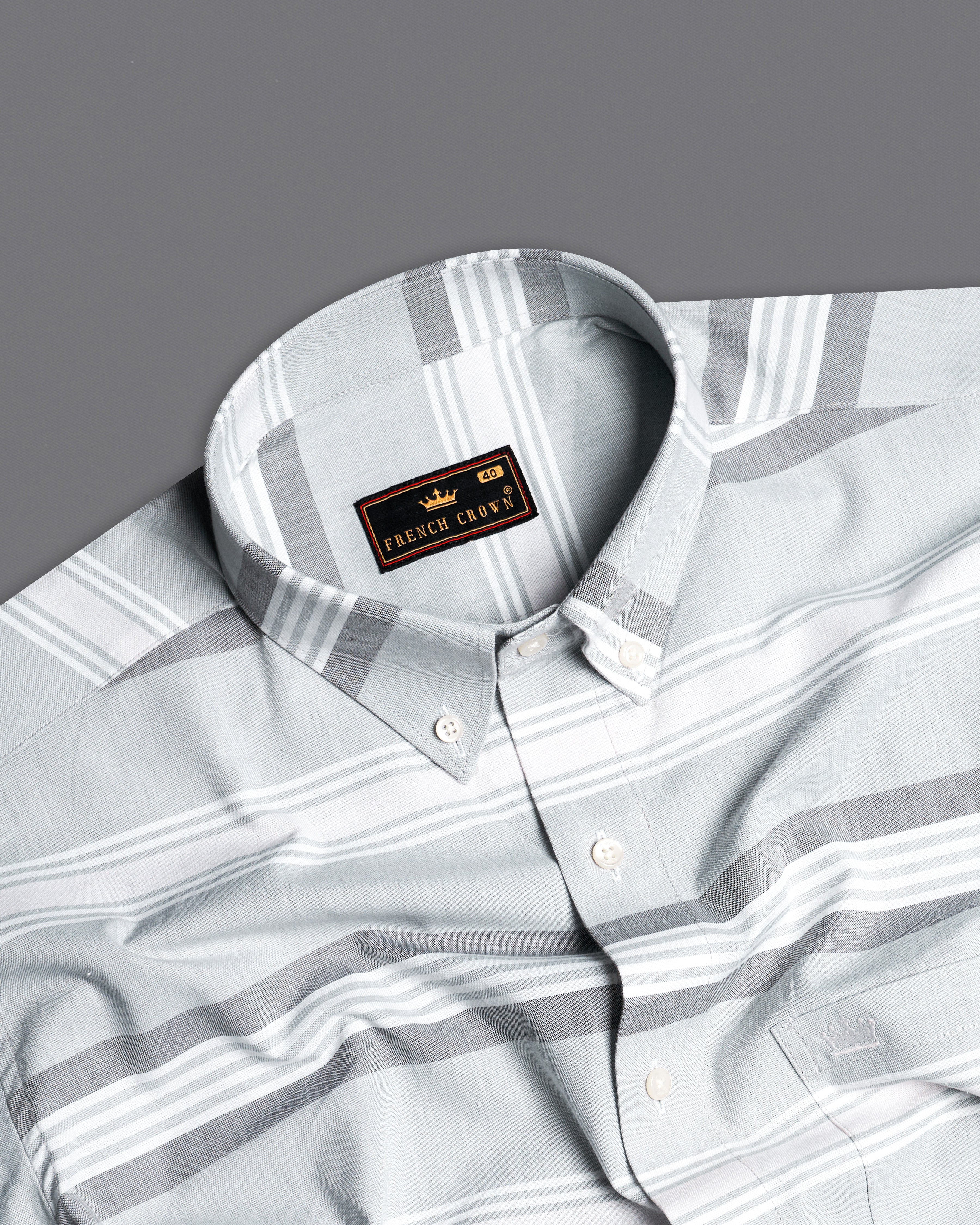 Geyser Gray and White Striped Royal Oxford Shirt 9974-BD-38, 9974-BD-H-38, 9974-BD-39, 9974-BD-H-39, 9974-BD-40, 9974-BD-H-40, 9974-BD-42, 9974-BD-H-42, 9974-BD-44, 9974-BD-H-44, 9974-BD-46, 9974-BD-H-46, 9974-BD-48, 9974-BD-H-48, 9974-BD-50, 9974-BD-H-50, 9974-BD-52, 9974-BD-H-52