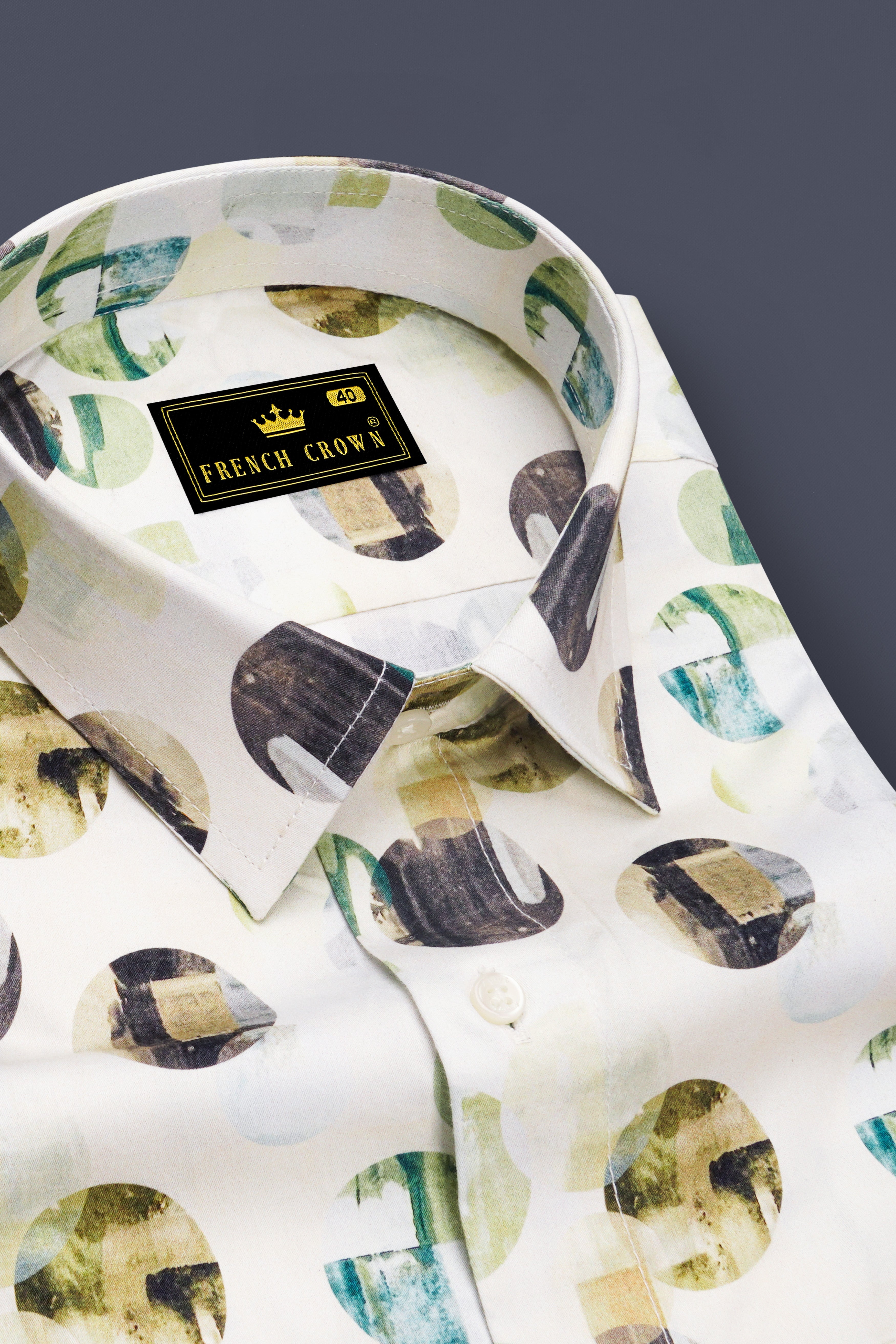 Merino Cream Multicolour Printed Super Soft Premium Cotton Shirt