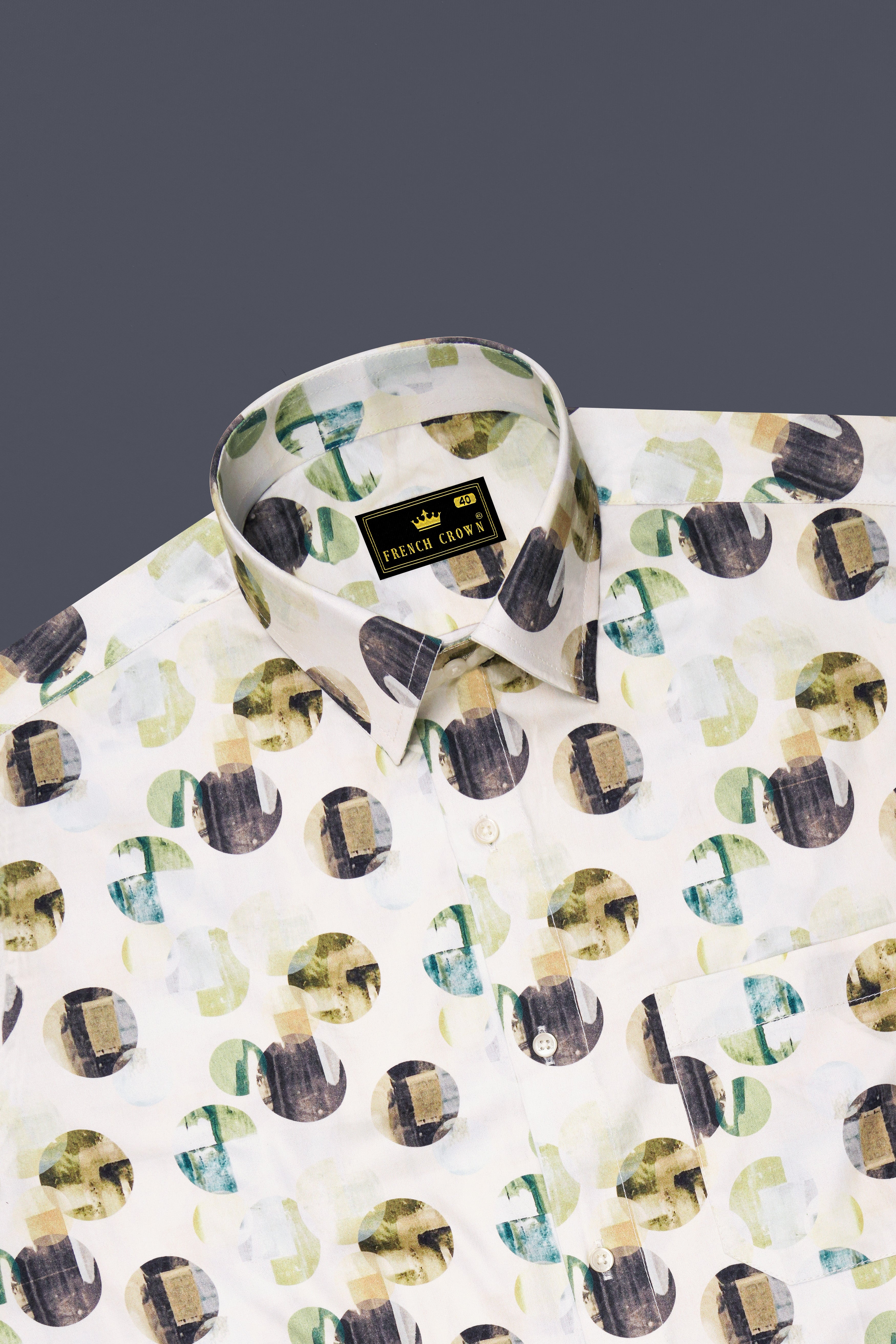 Merino Cream Multicolour Printed Super Soft Premium Cotton Shirt