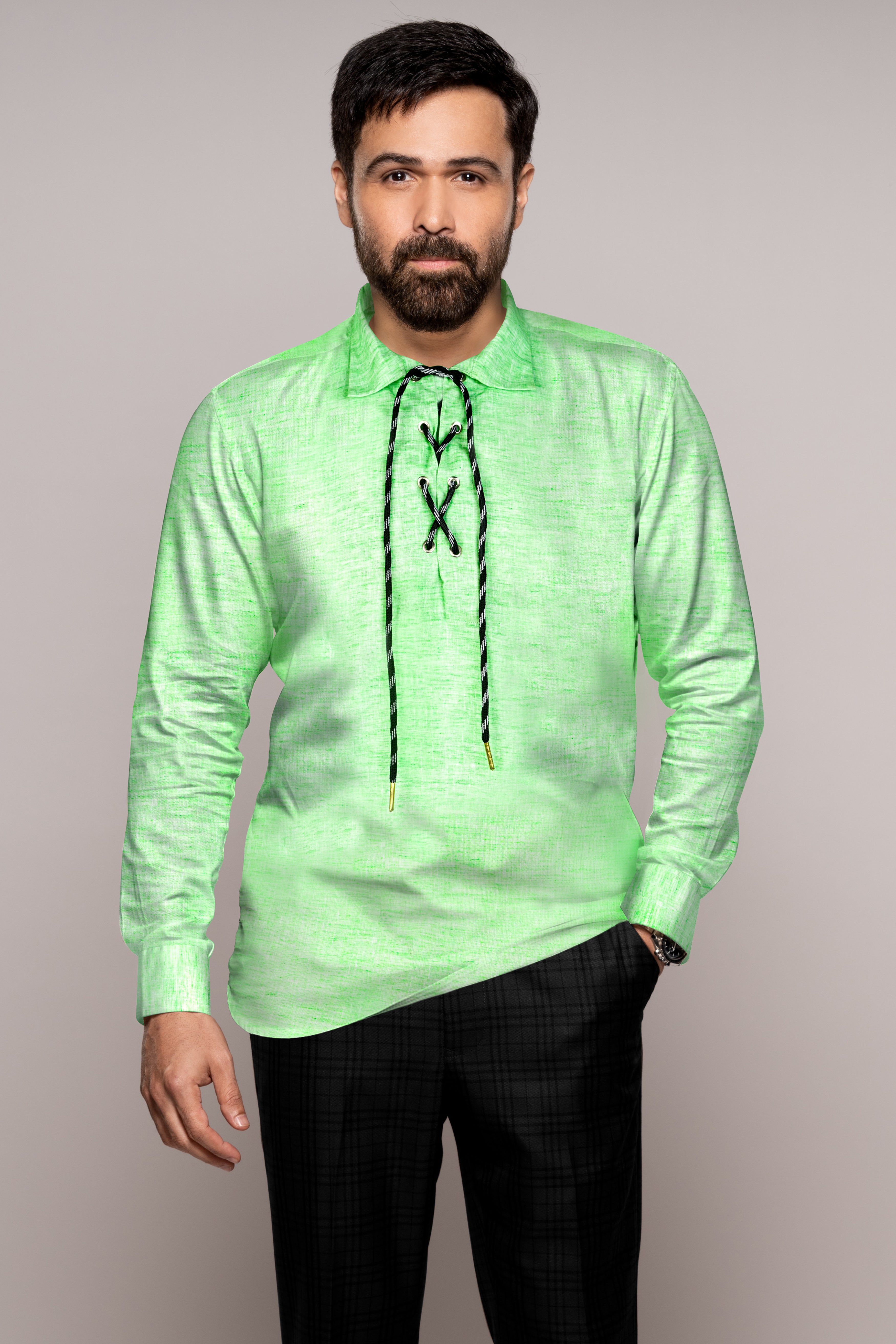 Madang Green Luxurious Linen Designer Shirt