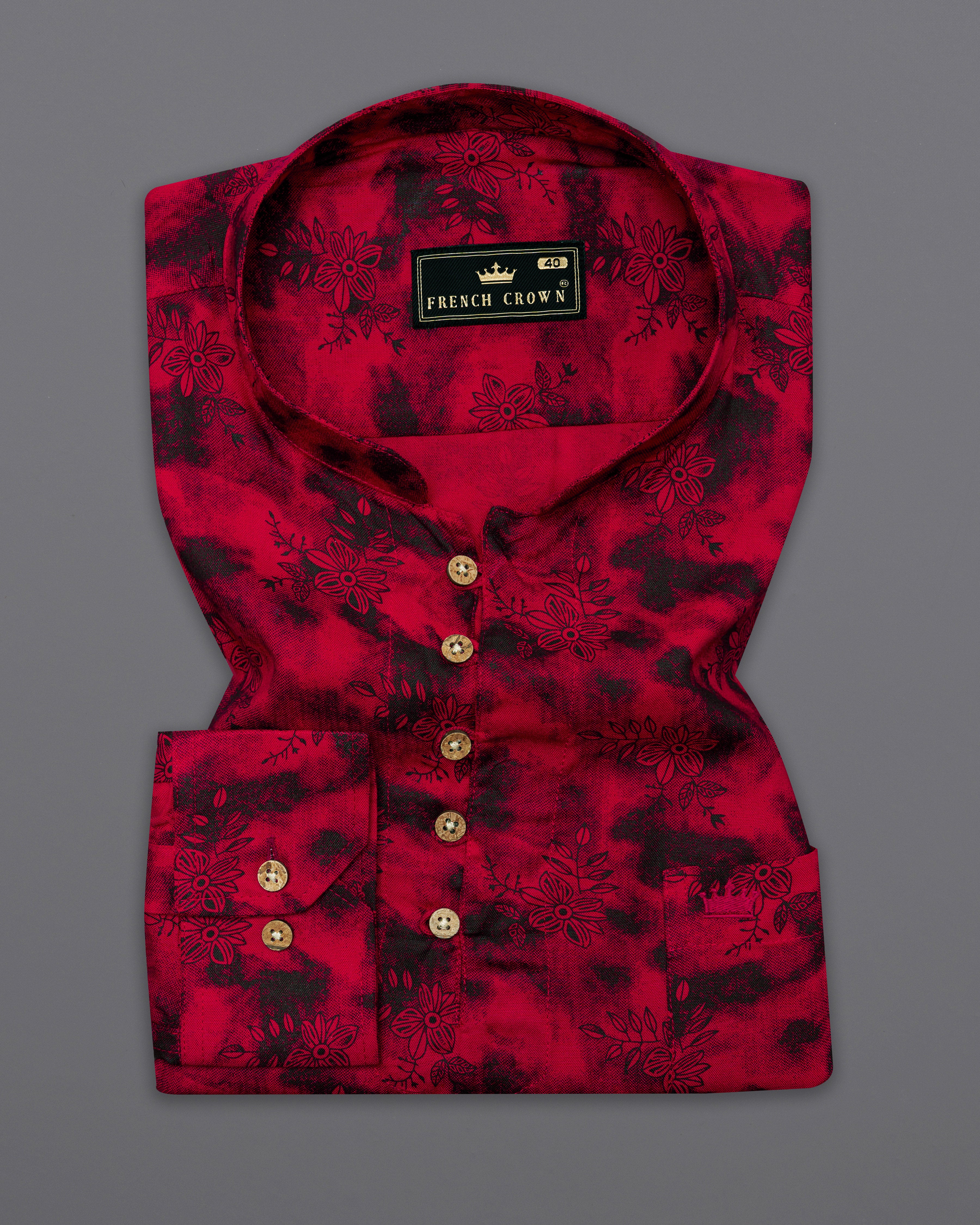 Shiraz Red and Black Floral Textured Premium Tencel Kurta Shirt 9997-KS-38, 9997-KS-H-38, 9997-KS-39, 9997-KS-H-39, 9997-KS-40, 9997-KS-H-40, 9997-KS-42, 9997-KS-H-42, 9997-KS-44, 9997-KS-H-44, 9997-KS-46, 9997-KS-H-46, 9997-KS-48, 9997-KS-H-48, 9997-KS-50, 9997-KS-H-50, 9997-KS-52, 9997-KS-H-52