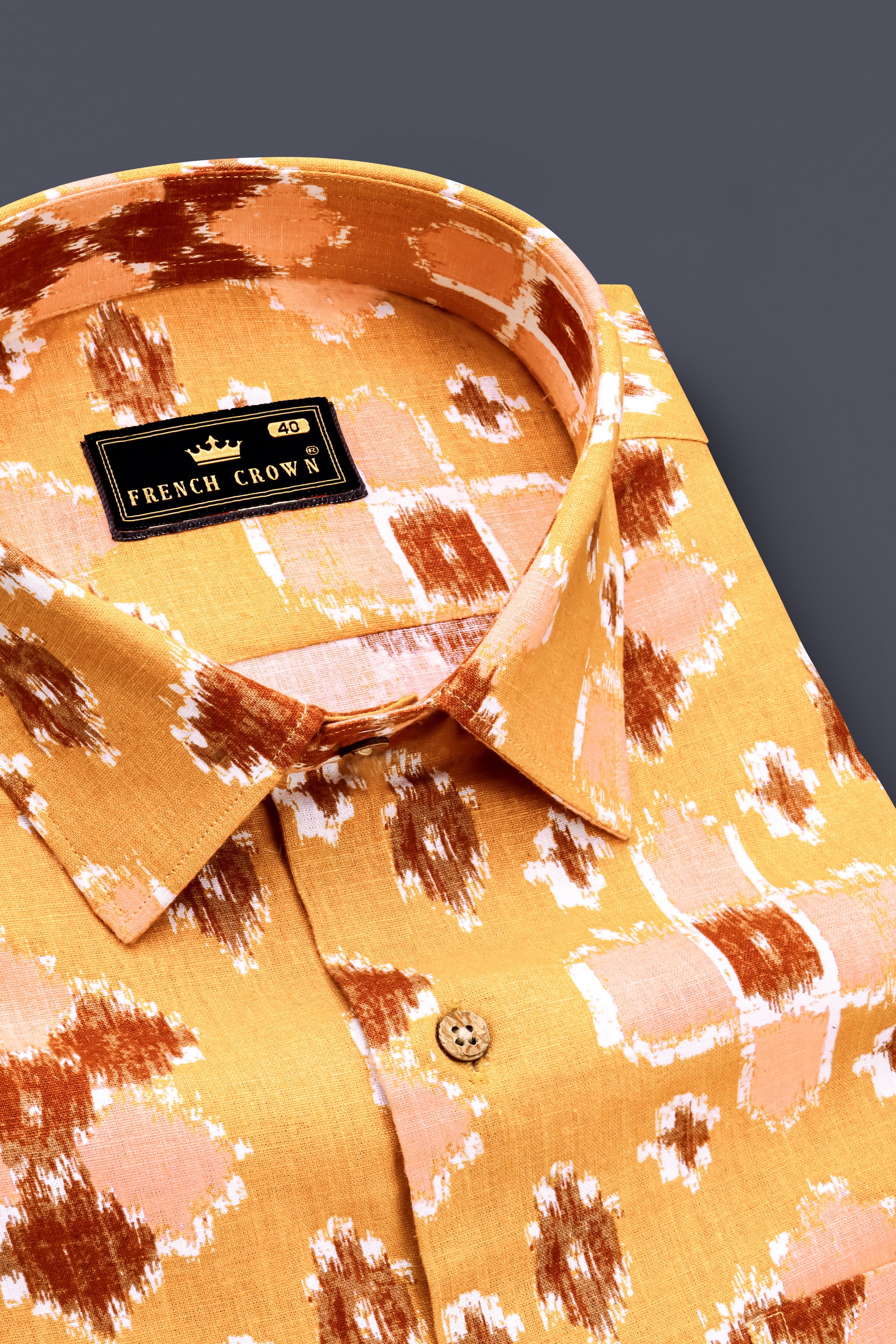 Anzac Brown Multicolour Ikat Textured Chambray Shirt