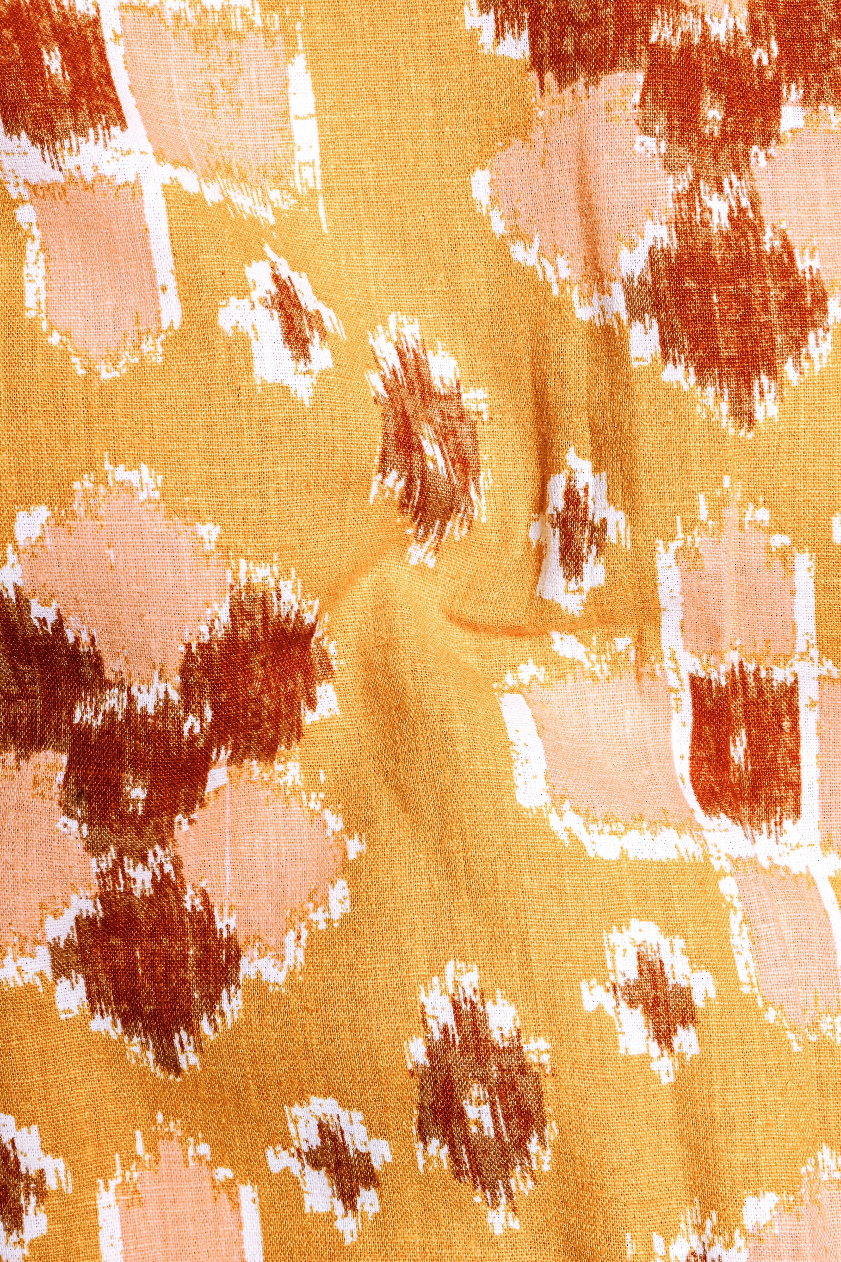 Anzac Brown Multicolour Ikat Textured Chambray Shirt