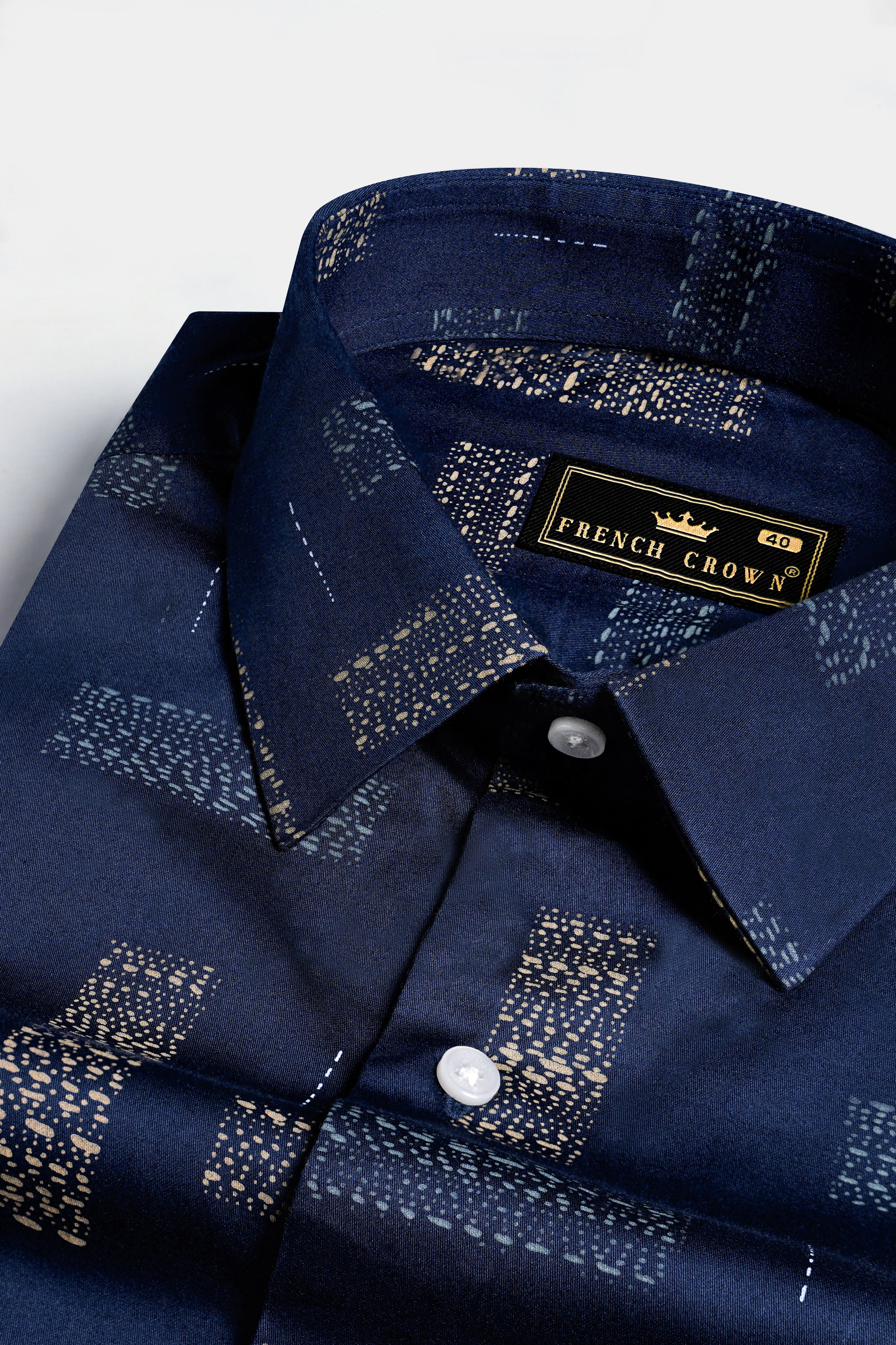 Mirage Navy Blue Printed Super Soft Premium Cotton Shirt