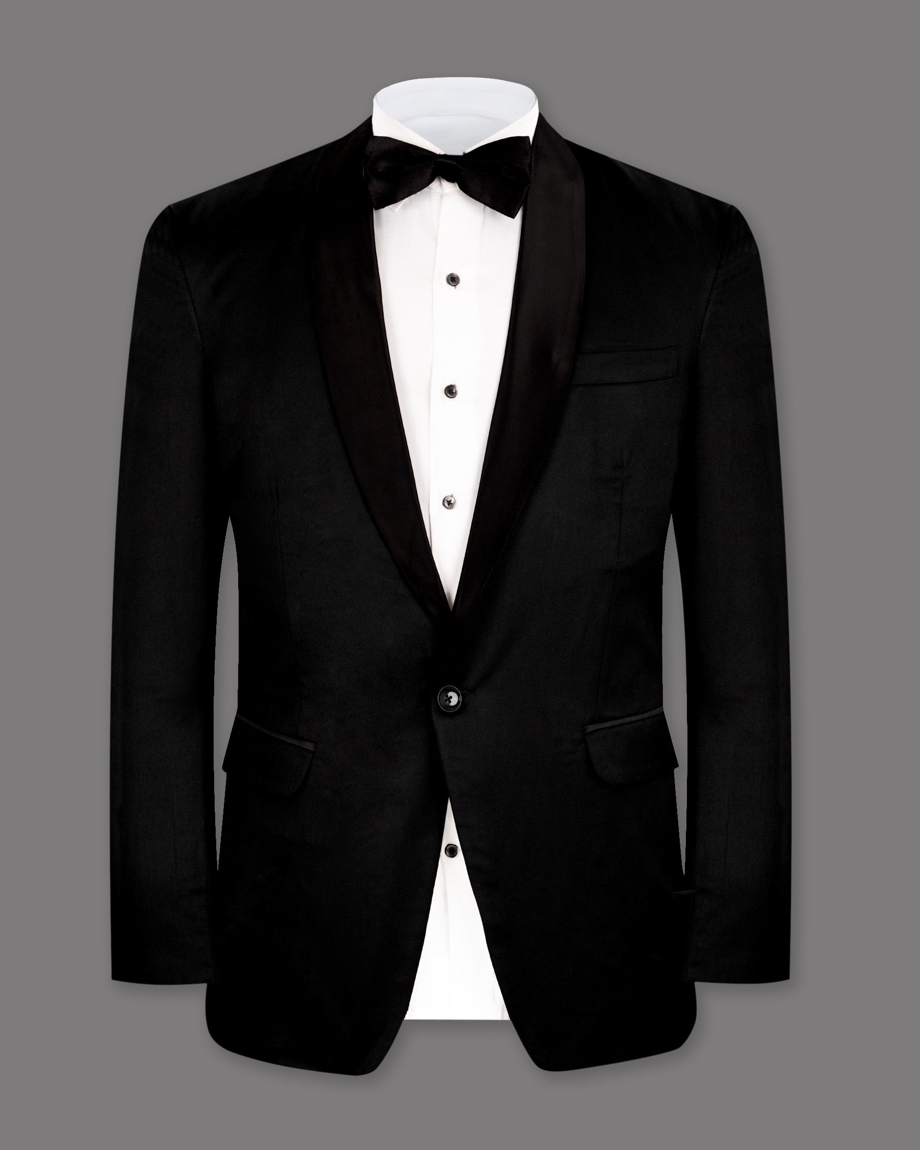 Jade Black Subtle Sheen Tuxedo Blazer