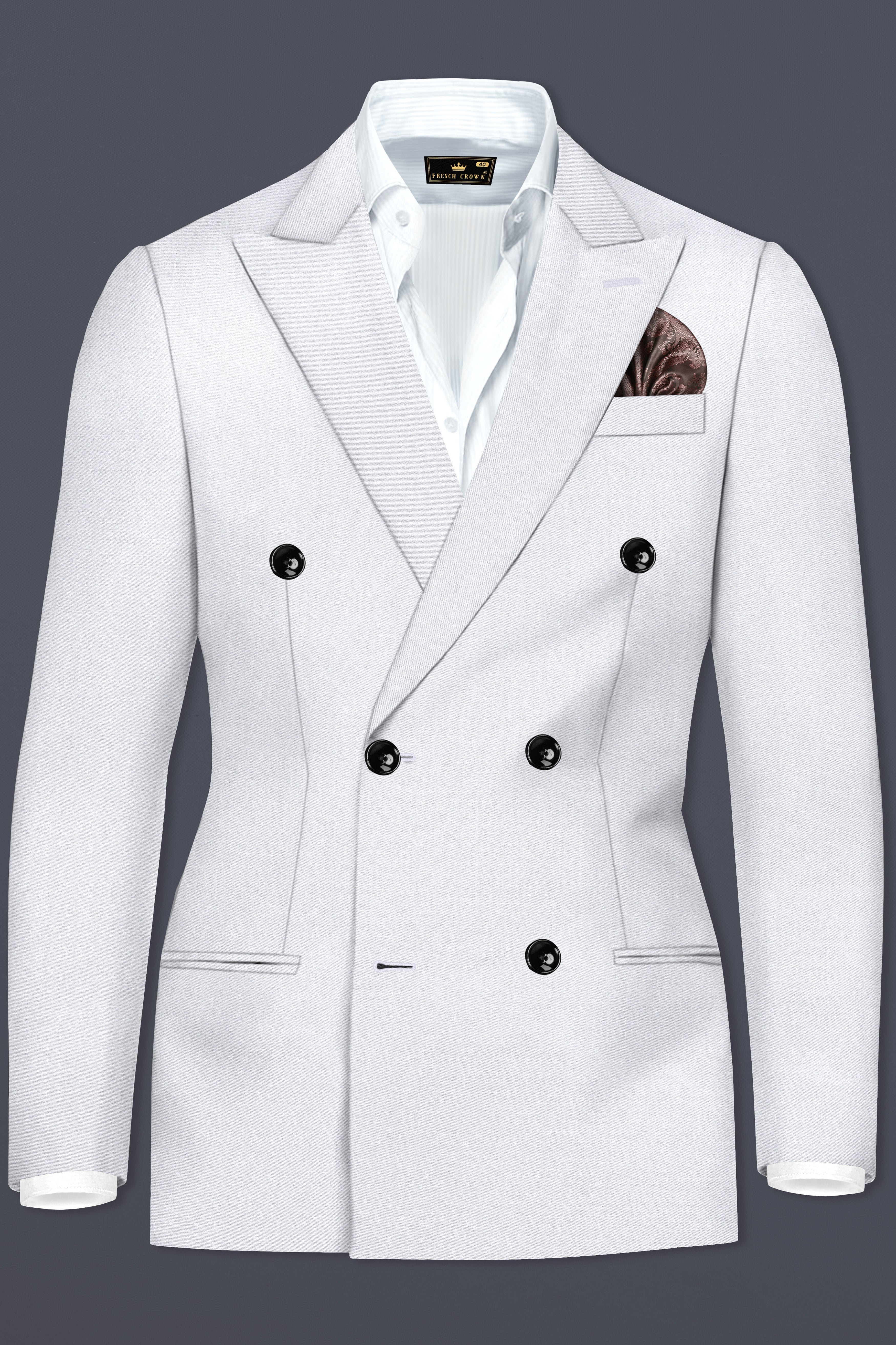 Amethyst Smoke Gray Double-Breasted Blazer