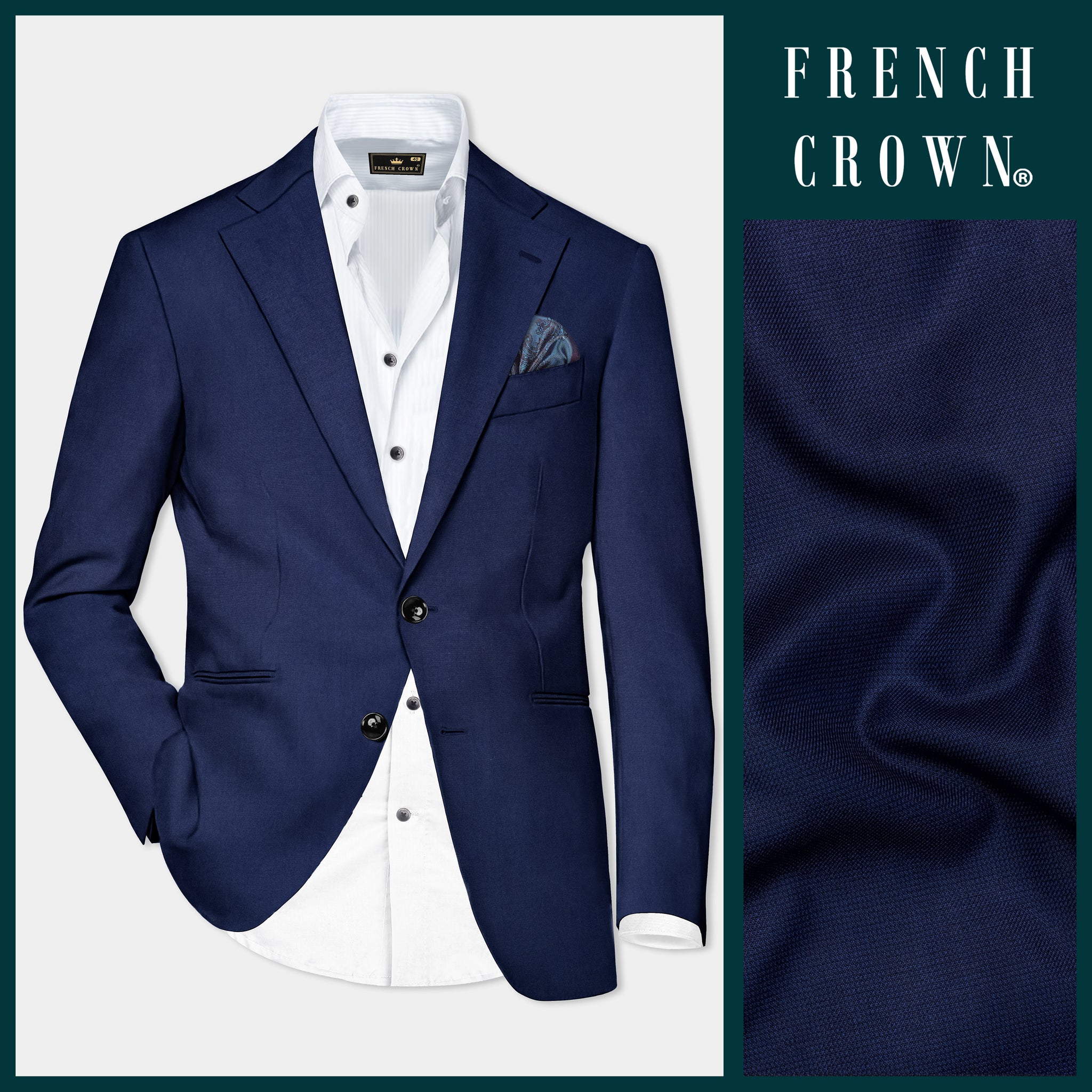 Navy Wool Single Button Blazer