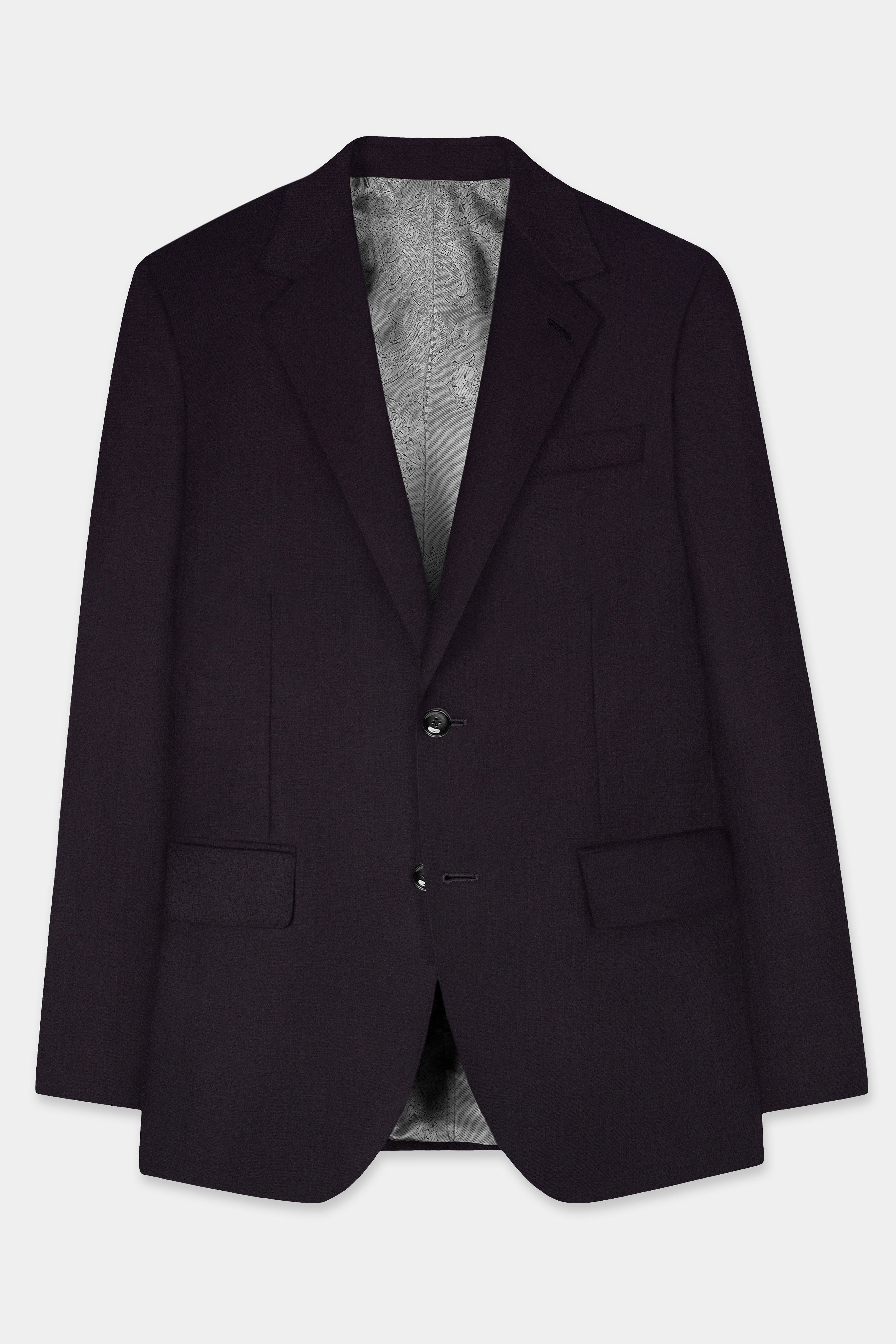 Bluish Wool Rich Single-breasted Blazer