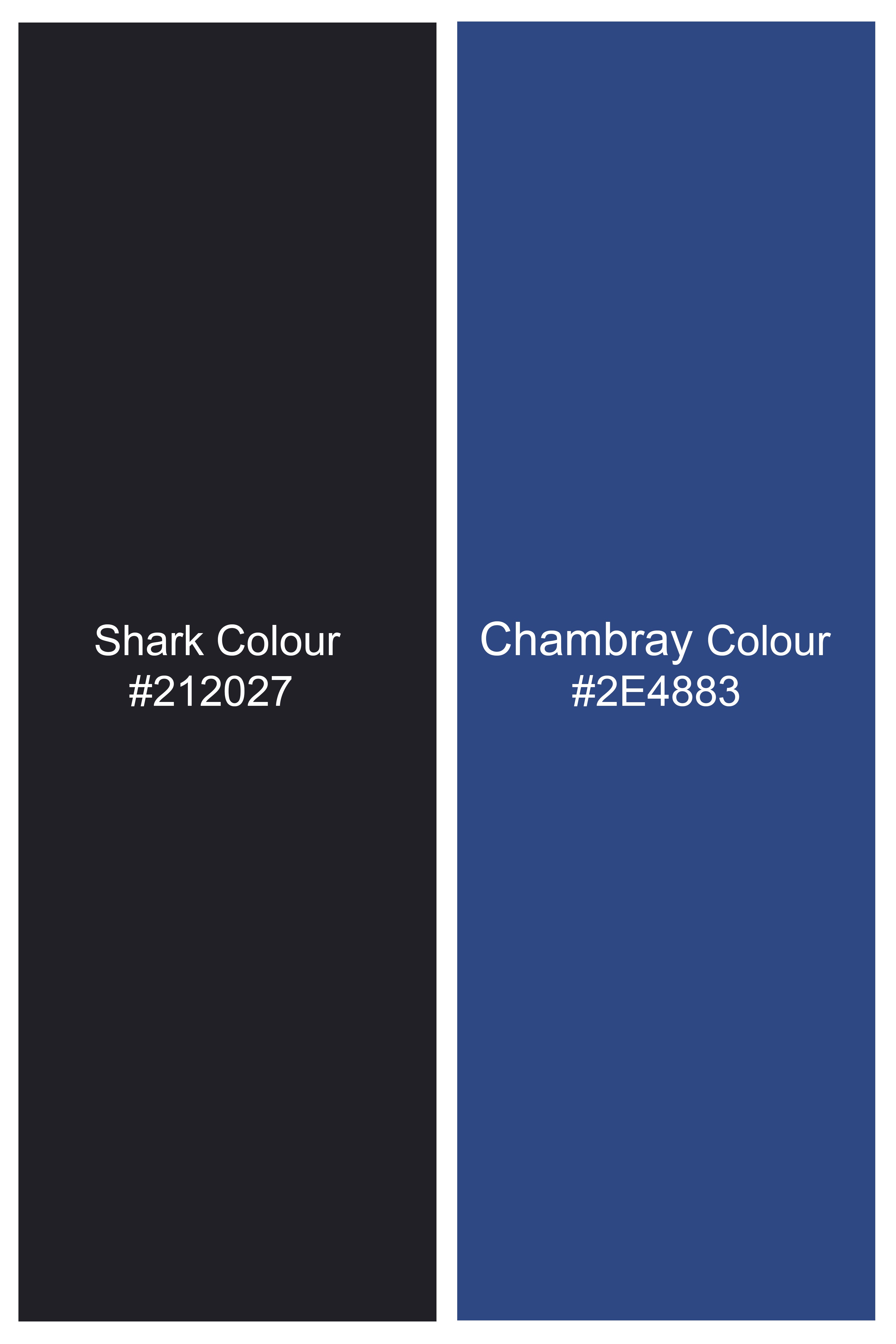 Shark Gray with Chambray Blue Plaid Tweed Blazer