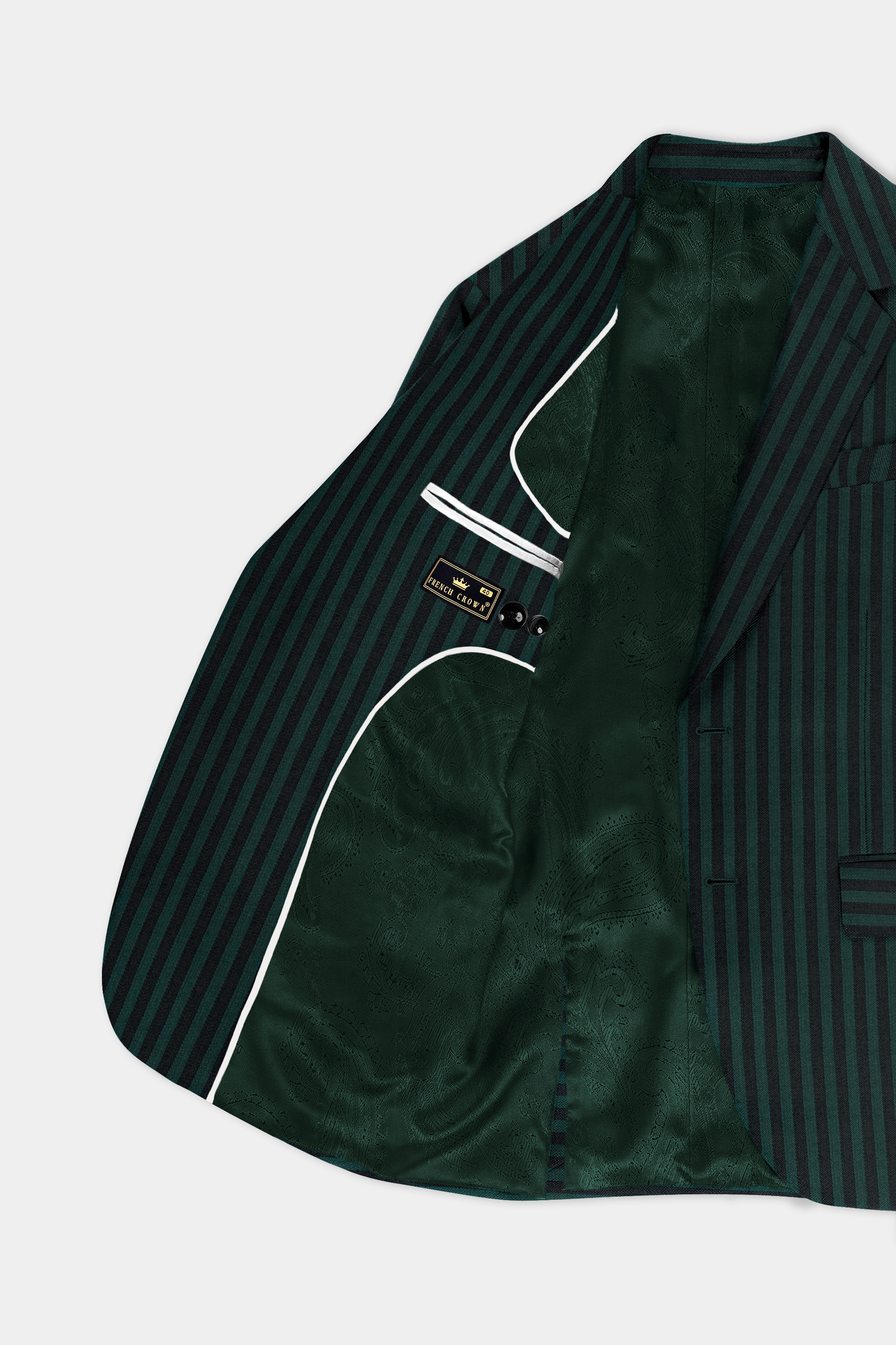 Celtic Green with Black Striped Wool Blend Blazer