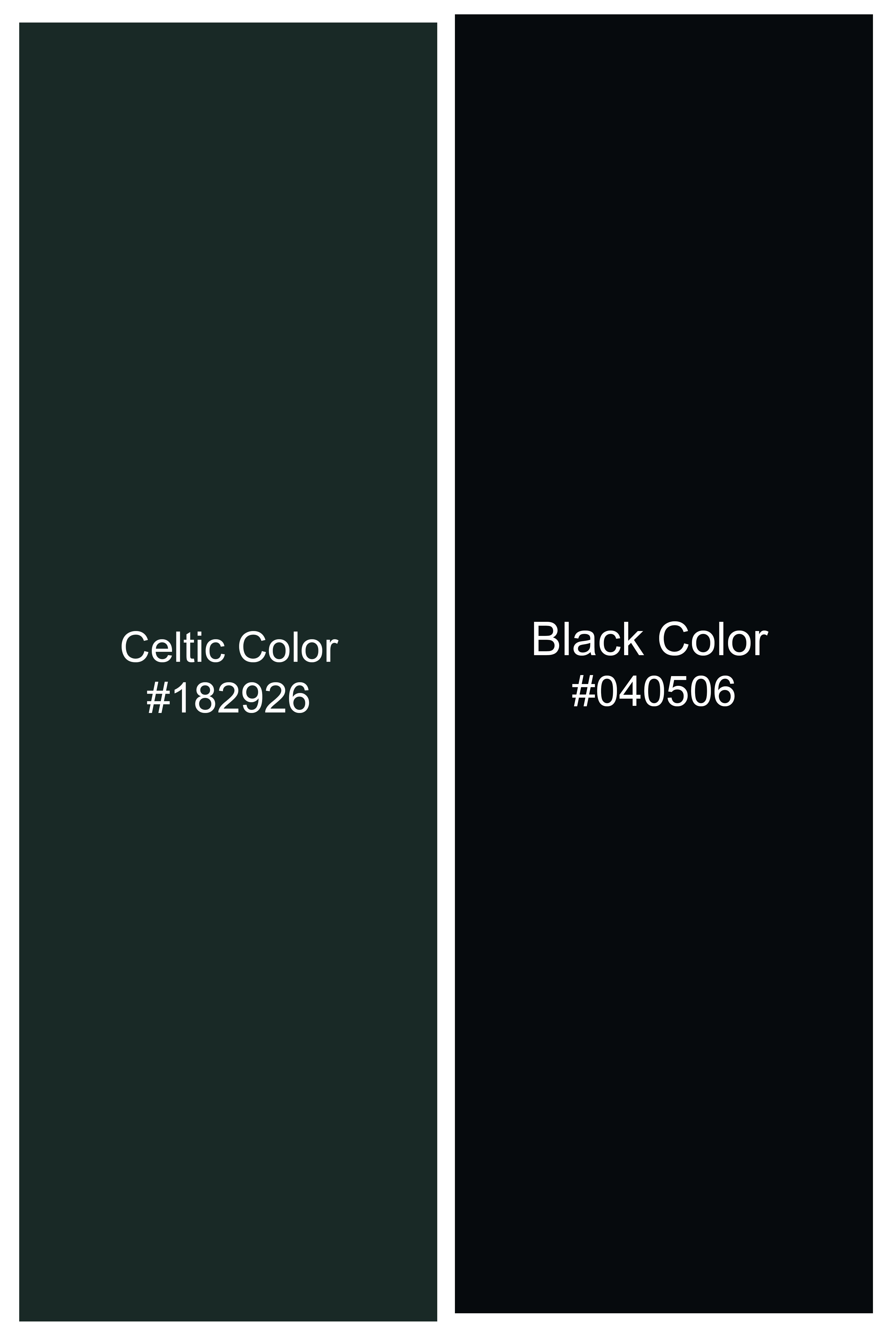 Celtic Green with Black Striped Wool Rich Cross Placket Bandhgala Blazer