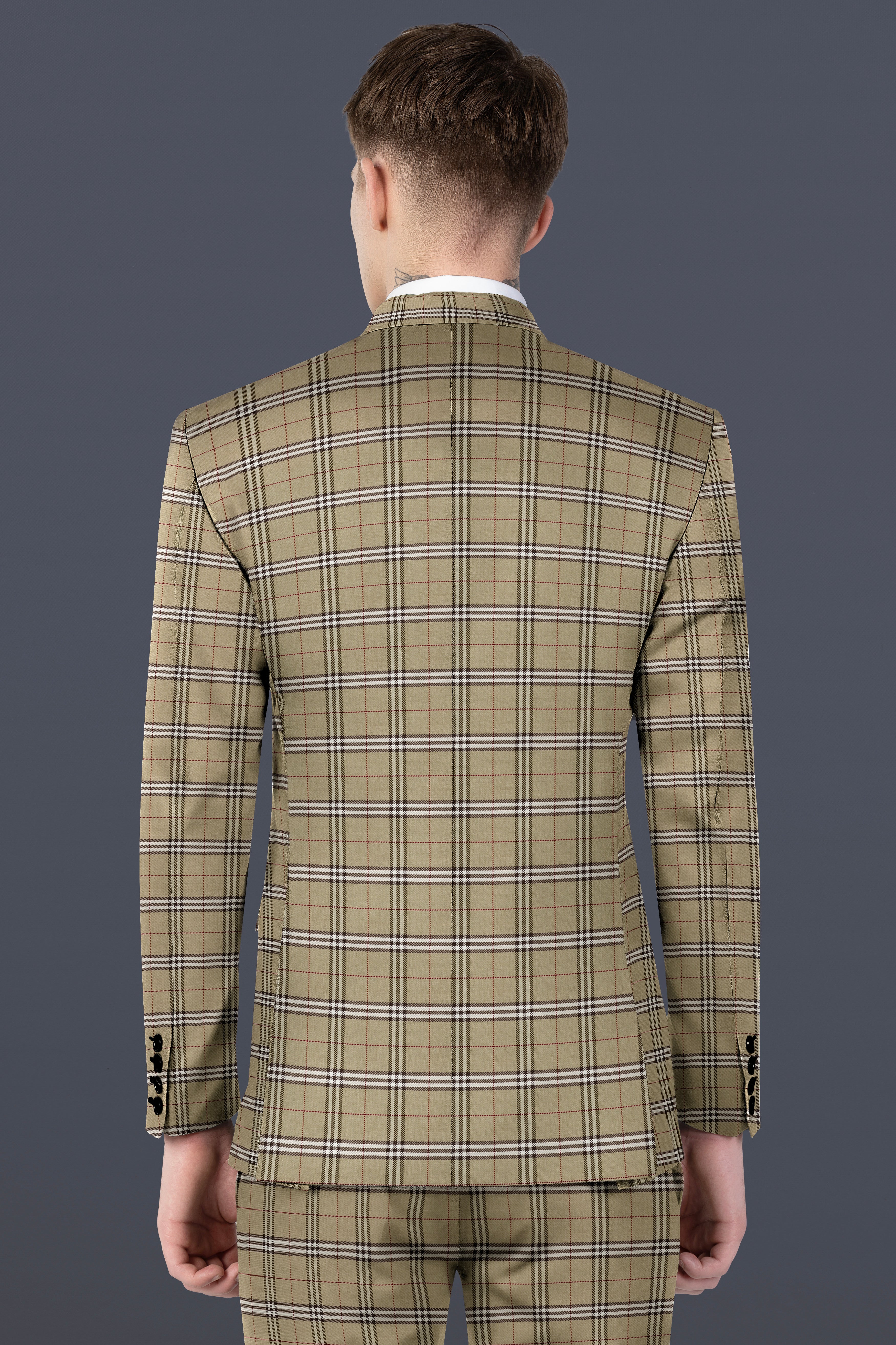 Sandrift Cream with White Plaid Wool Blend Blazer