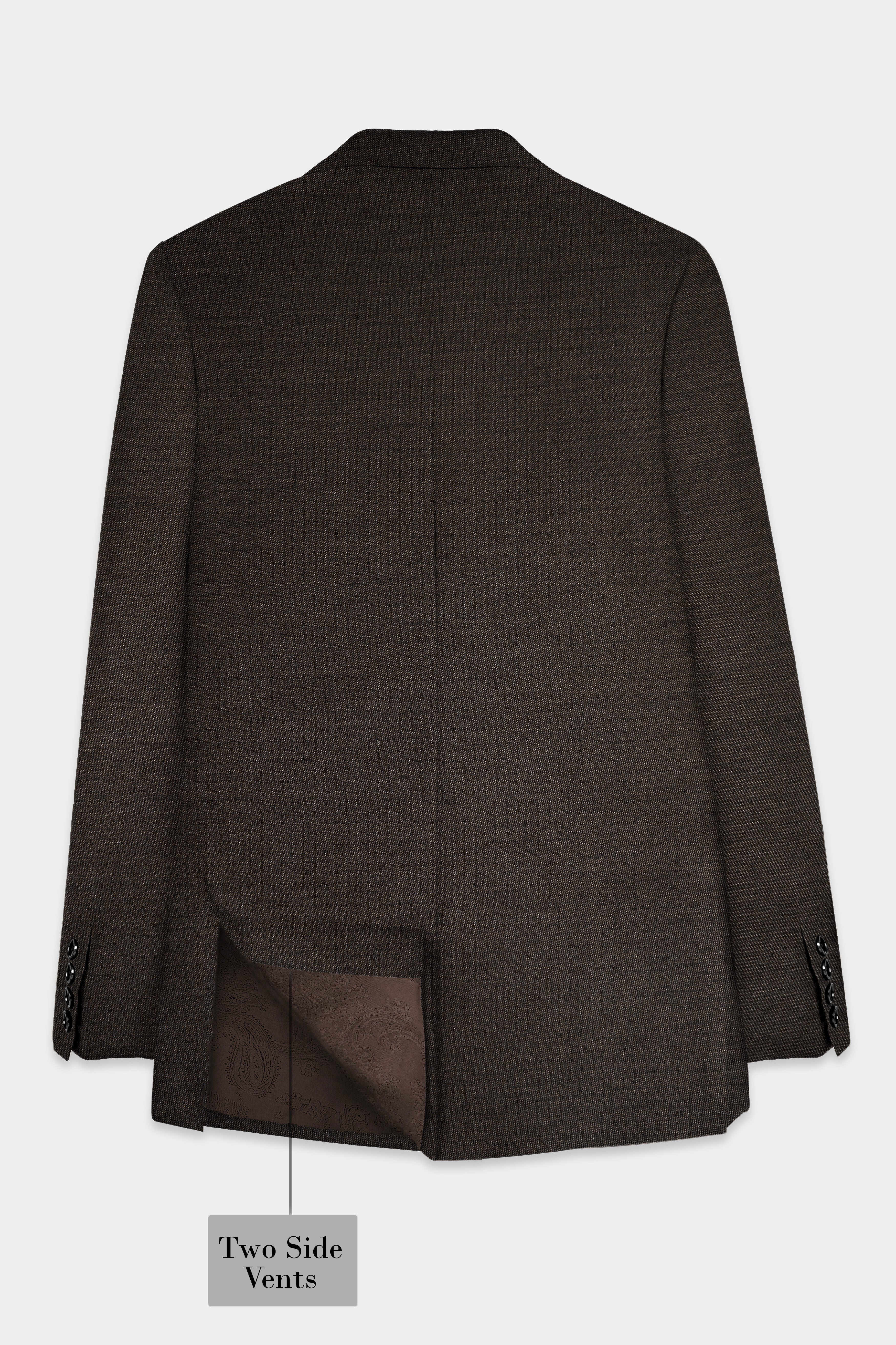 Eclipse Brown Textured Wool Blend Double Breasted Blazer