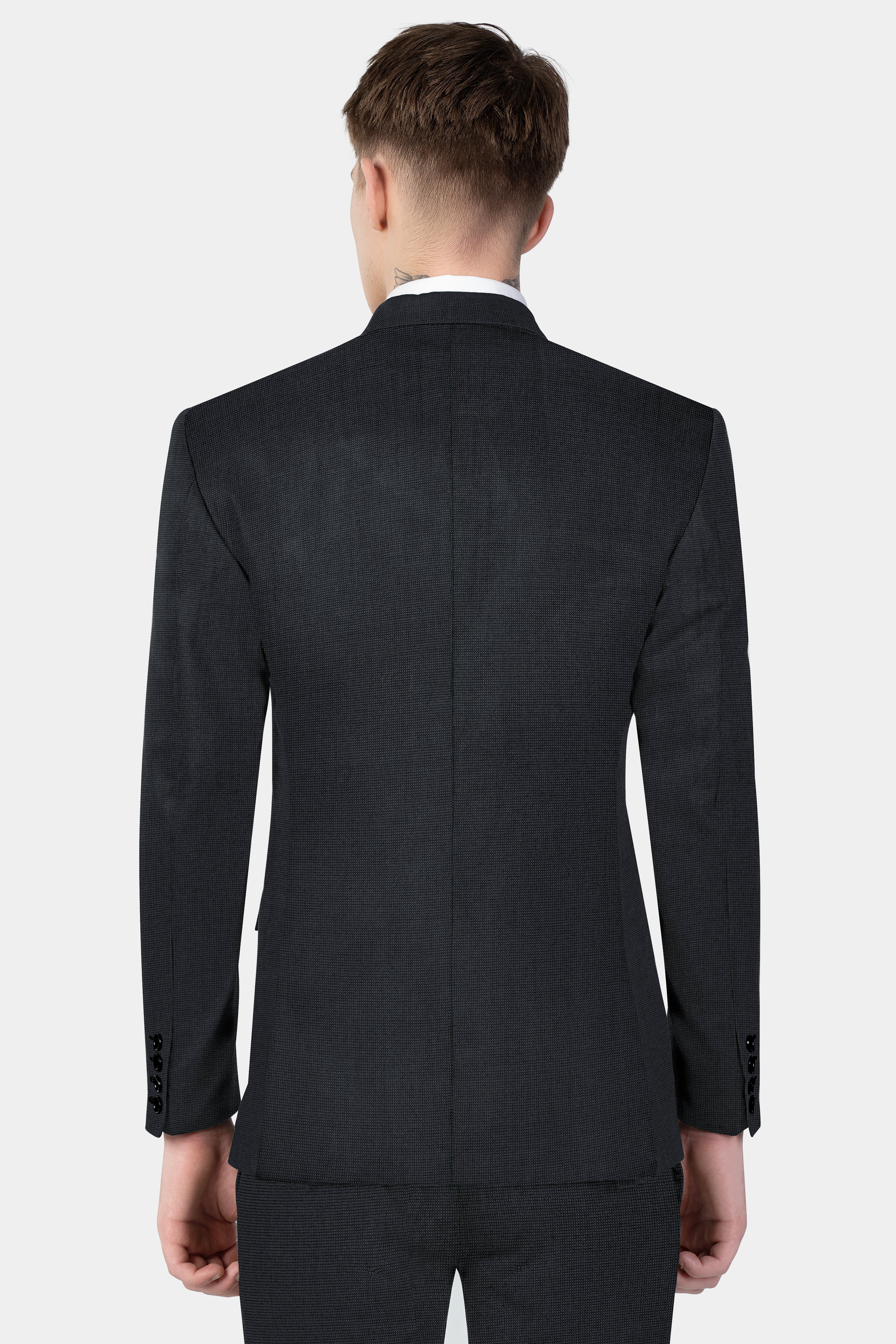 Jade Black Textured Wool Blend Blazer