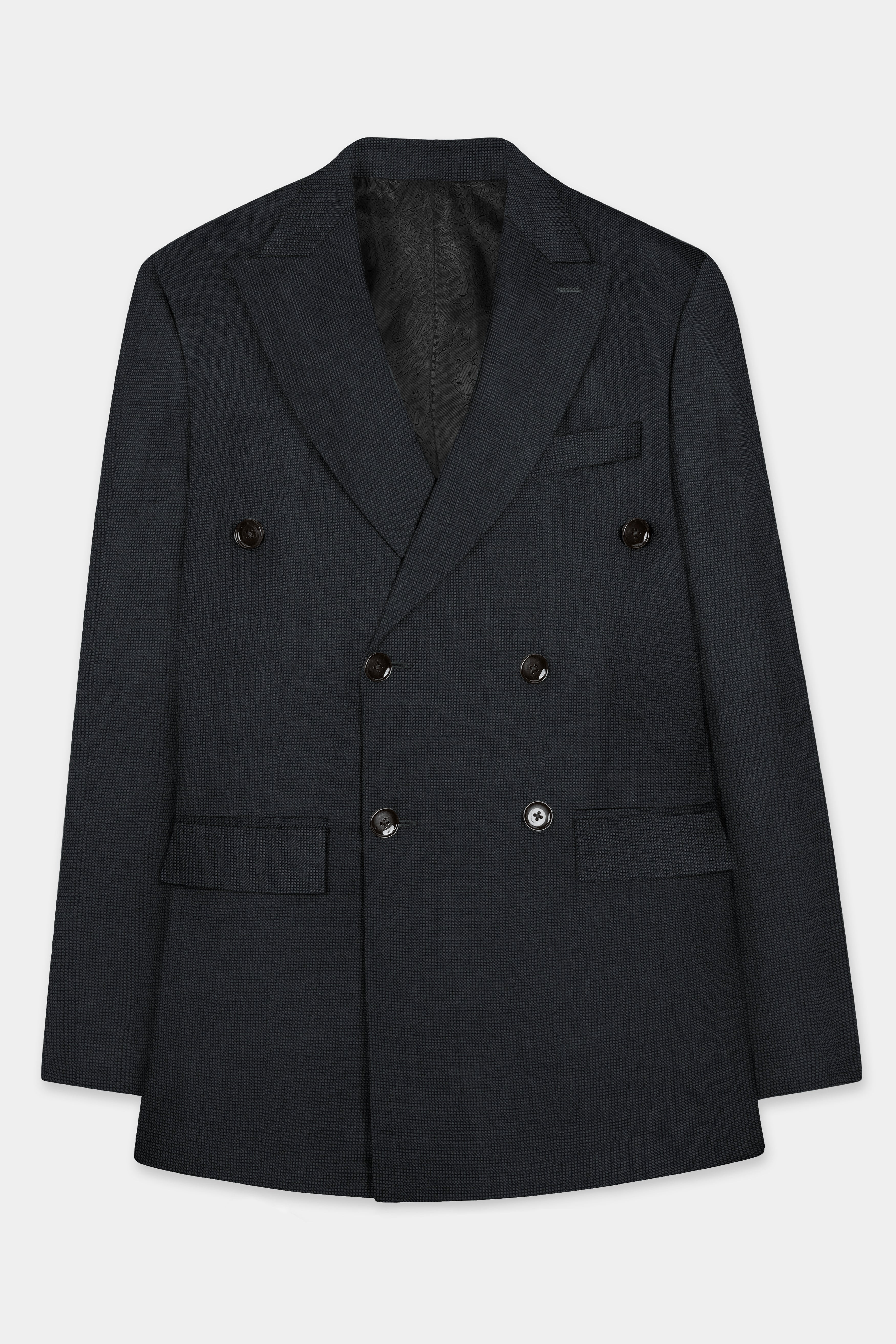 Jade Black Textured Wool Blend Blazer