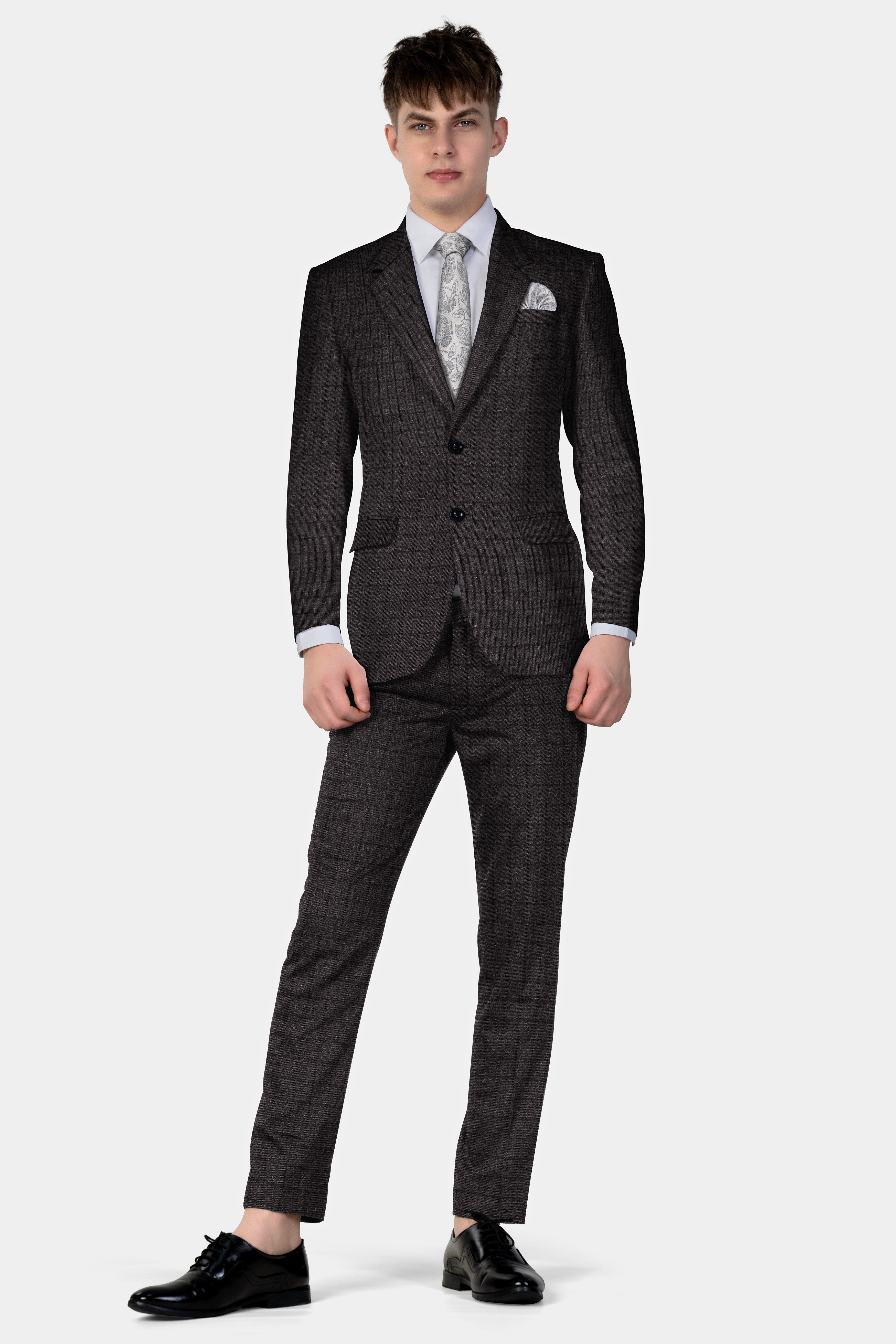 Thunder Gray Windowpane Tweed Blazer