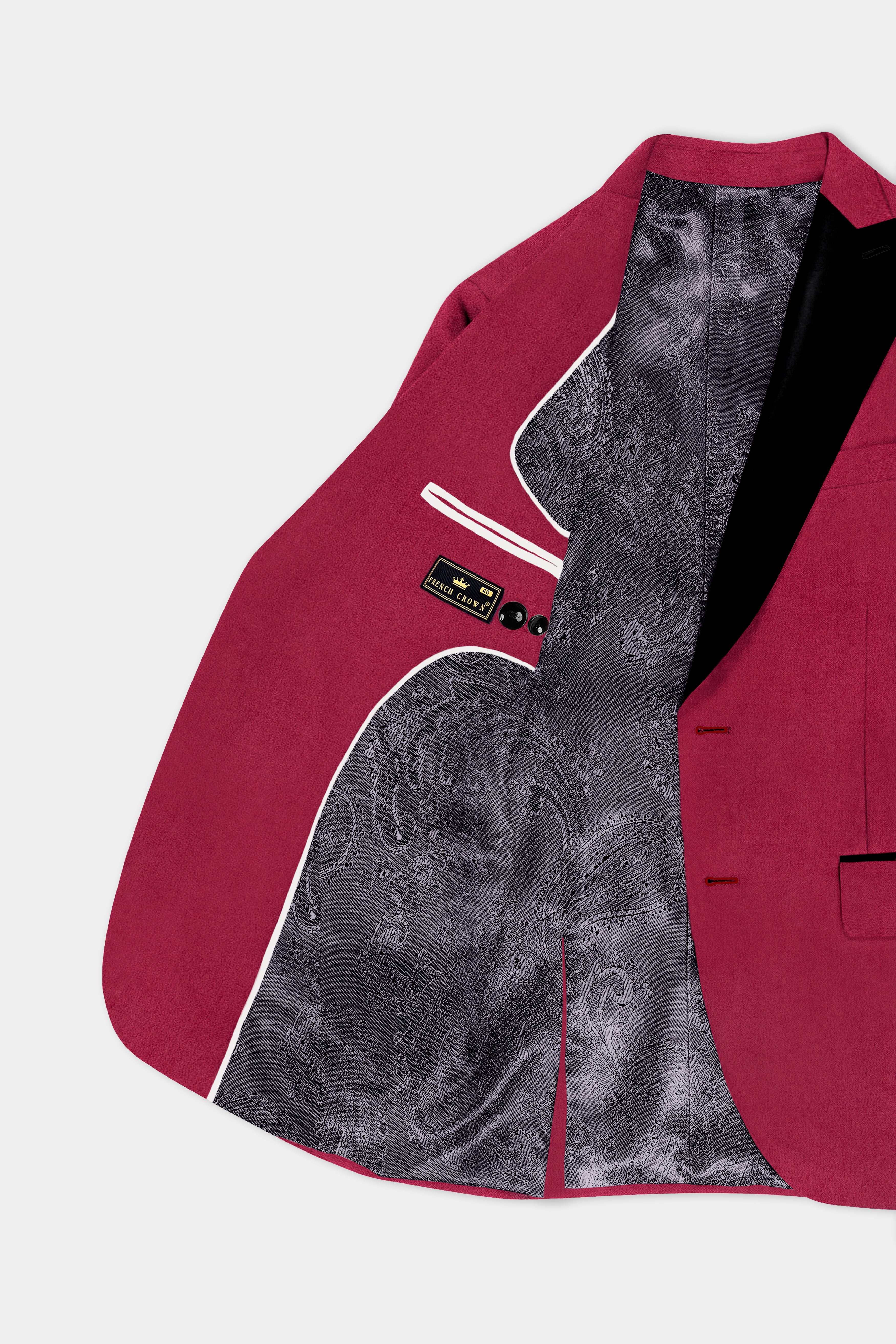 Claret Red Velvet Peak Collar Tuxedo Blazer