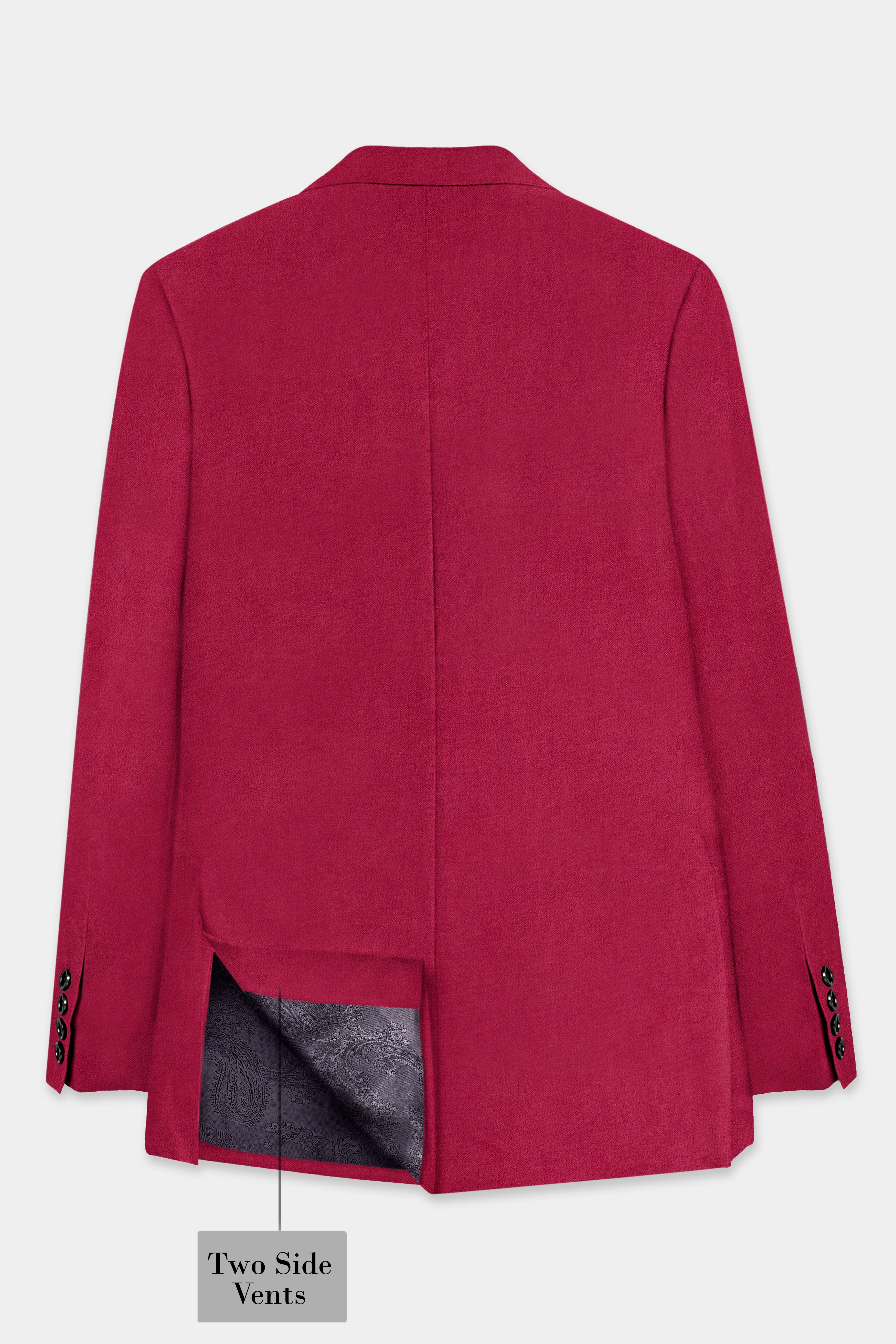 Claret Red Velvet Peak Collar Tuxedo Blazer