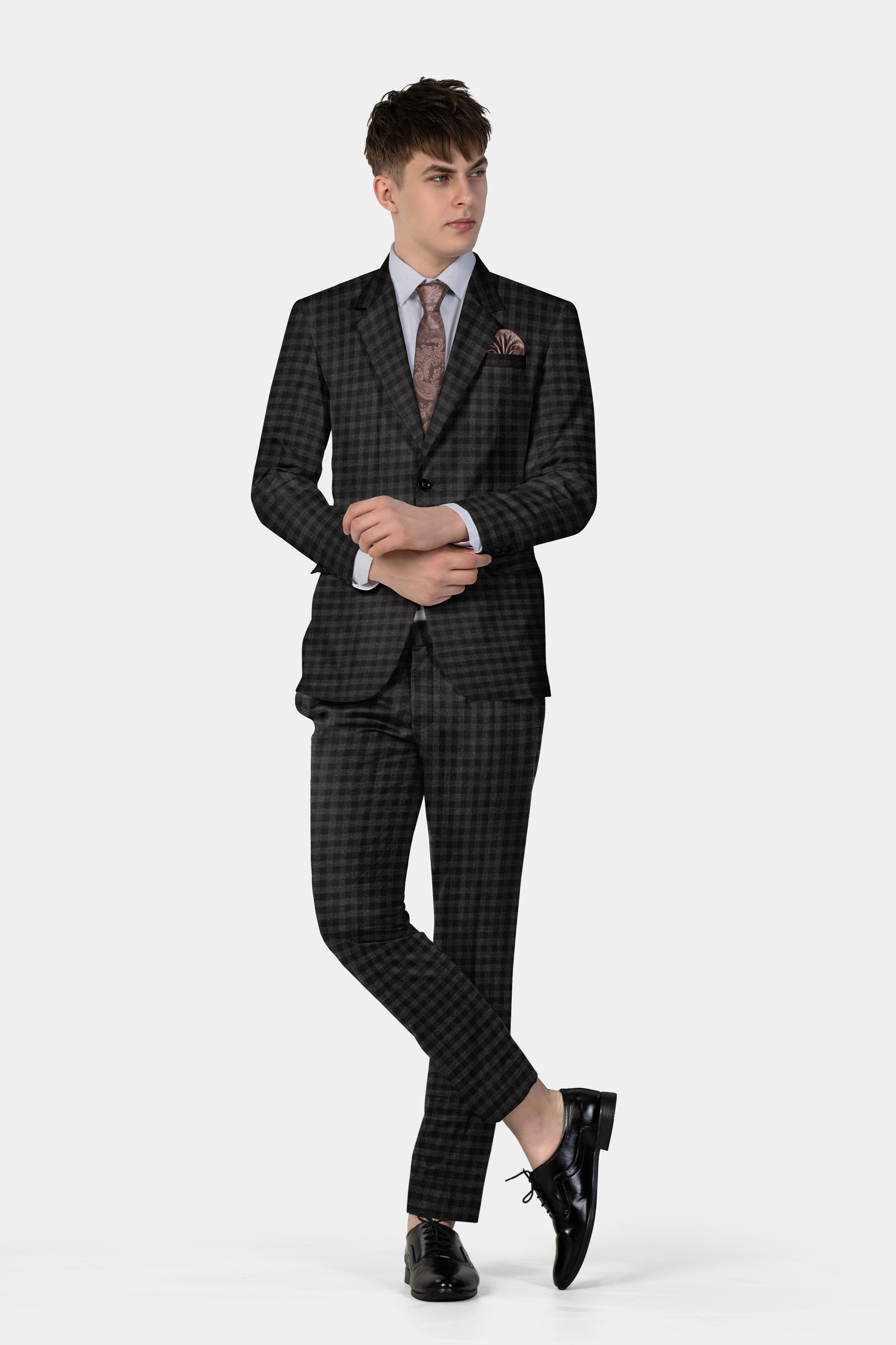 Piano Gray Plaid Tweed Single Breasted Blazer