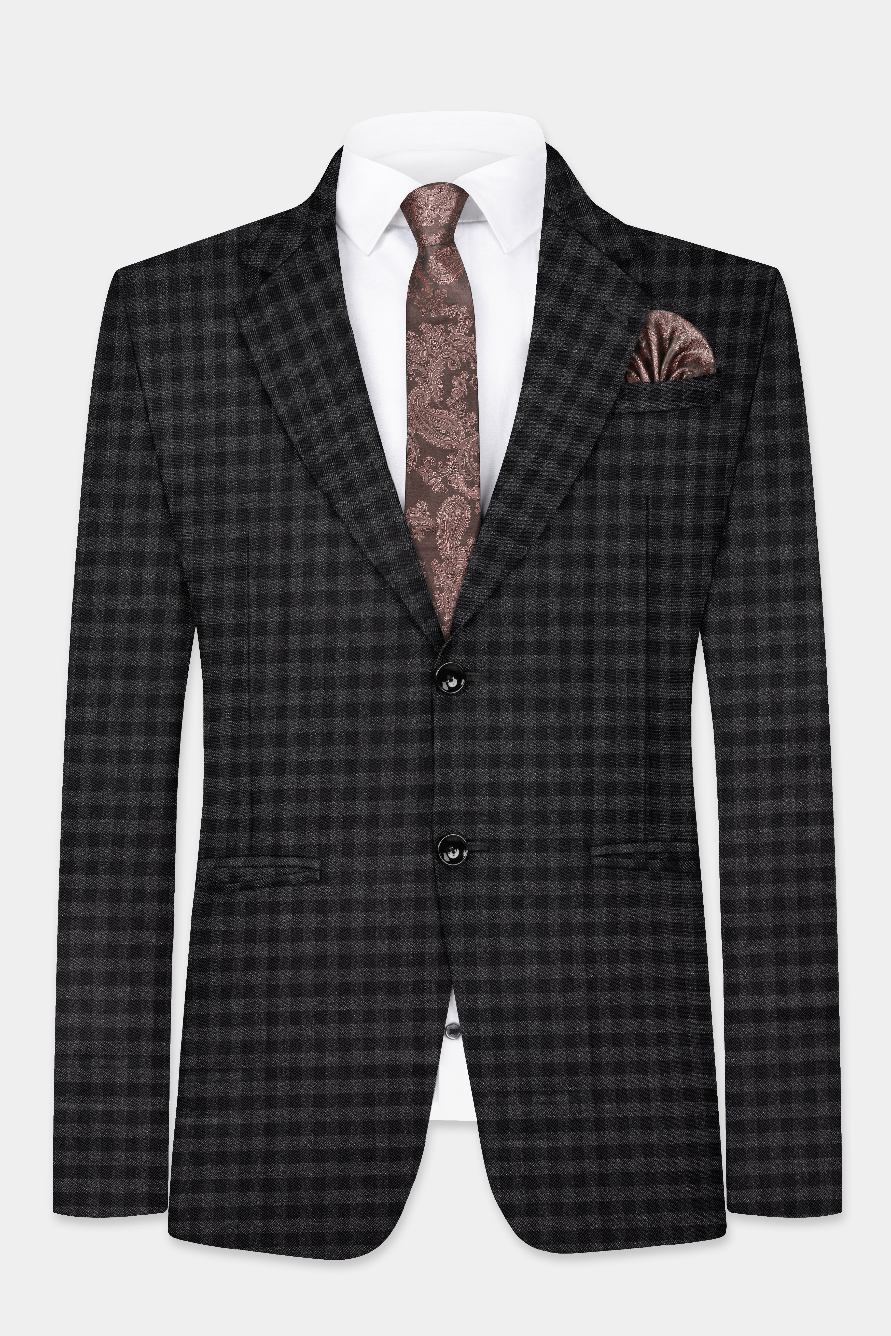 Piano Gray Plaid Tweed Single Breasted Blazer