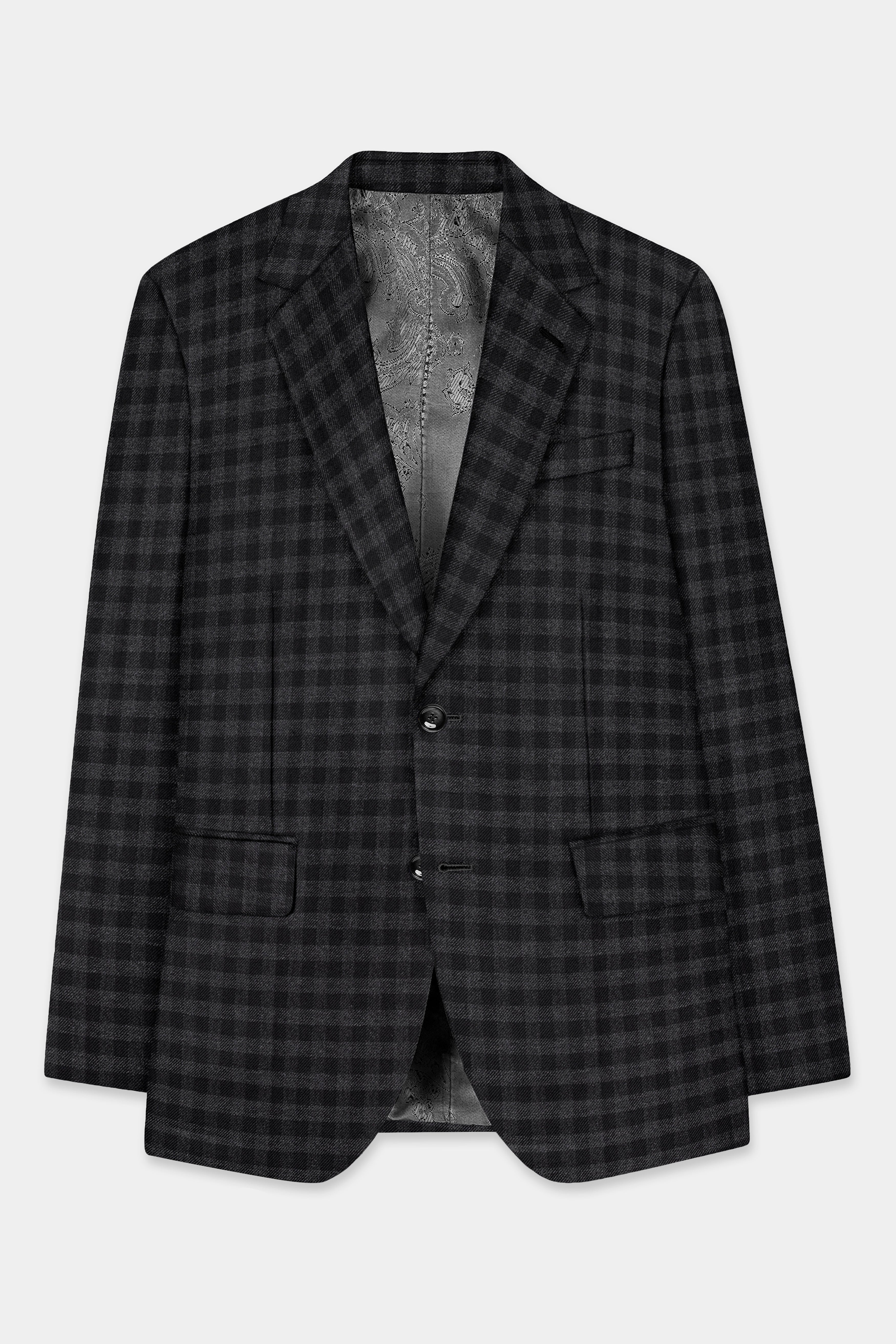 Piano Gray Plaid Tweed Single Breasted Blazer