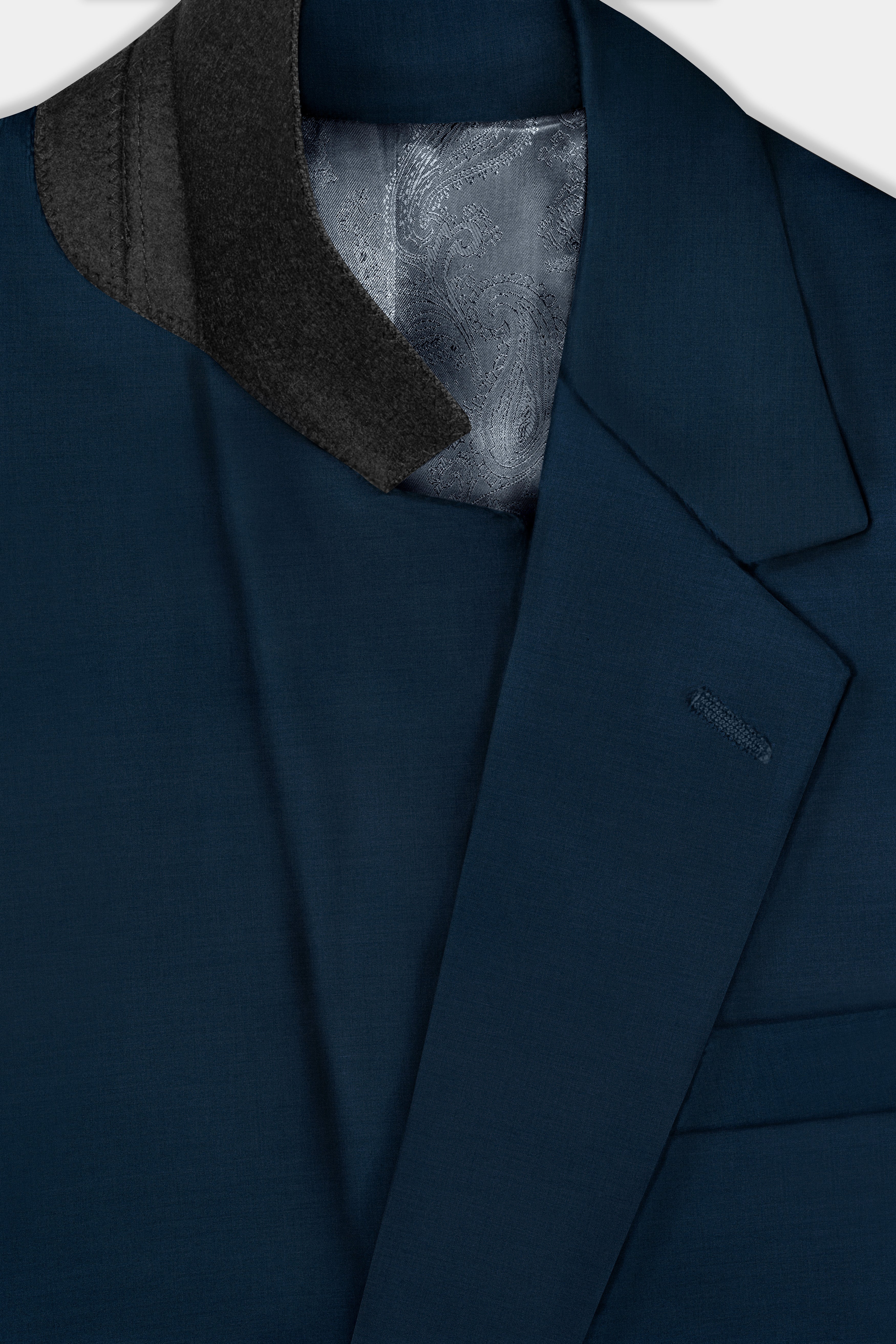 Daintree Blue Solid Wool Blend Single Breasted Blazer