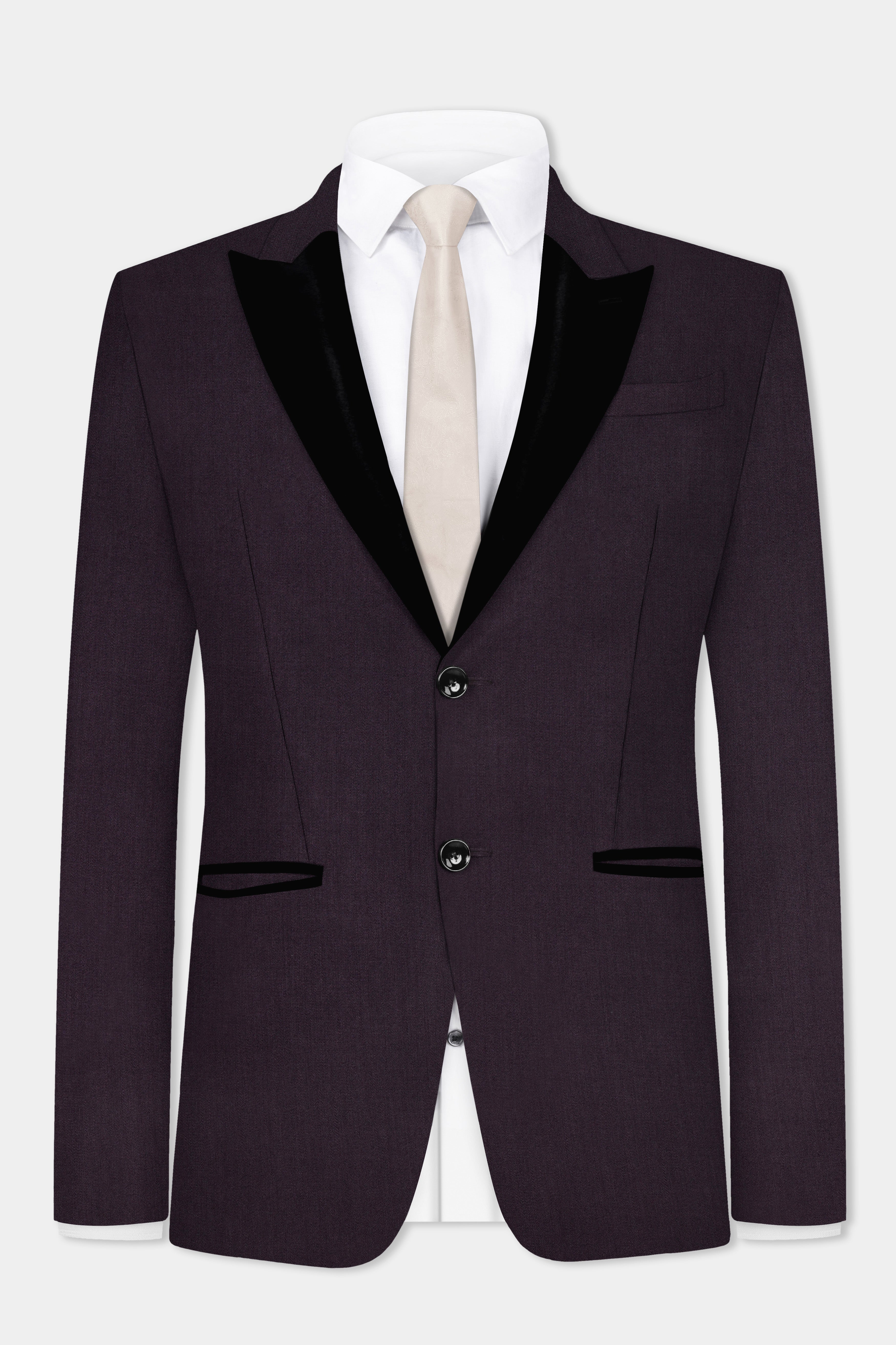 Gondola Purple Wool Blend Peak Collar Tuxedo Blazer