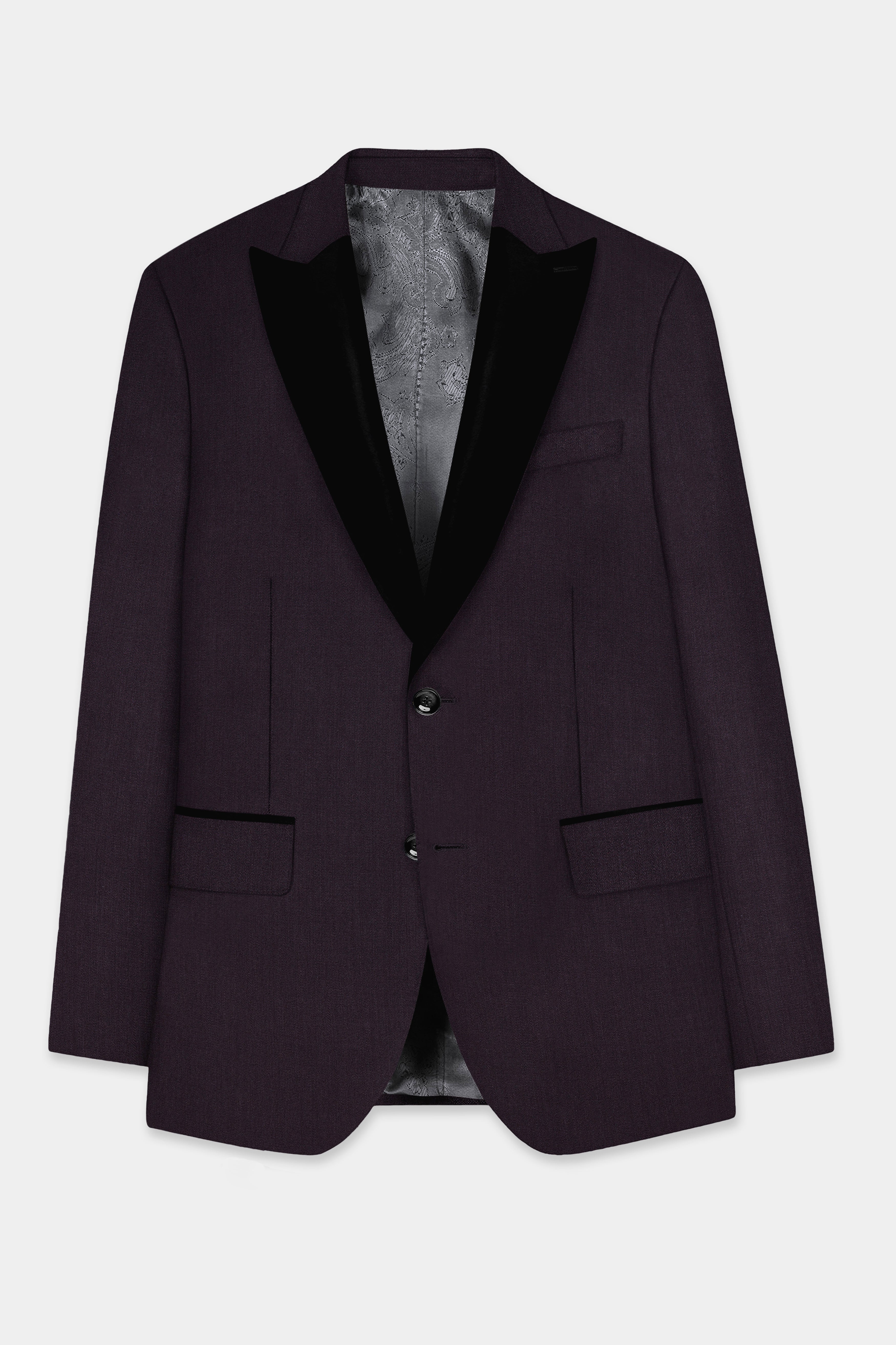 Gondola Purple Wool Blend Peak Collar Tuxedo Blazer