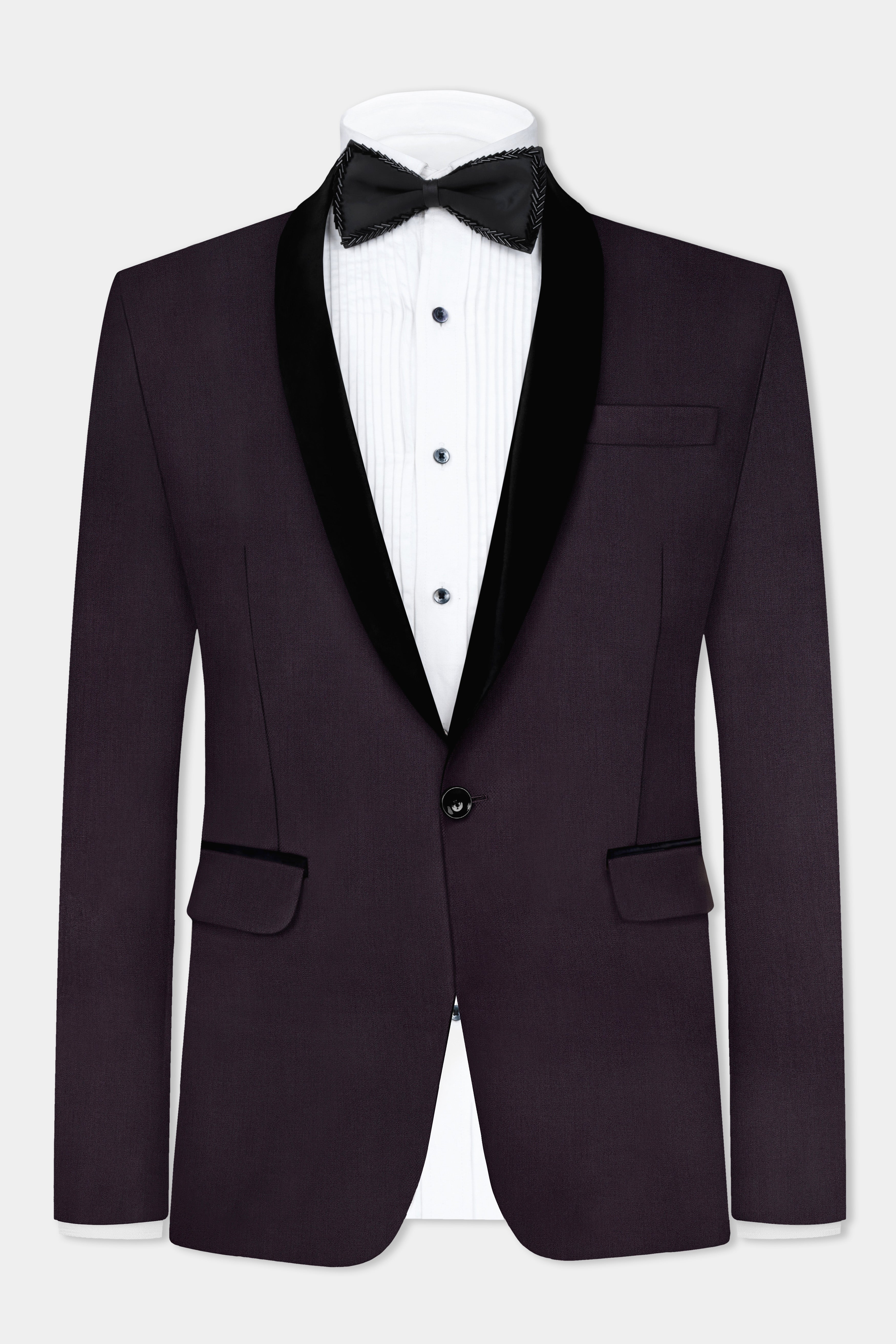 Gondola Purple Solid Wool Blend Tuxedo Blazer