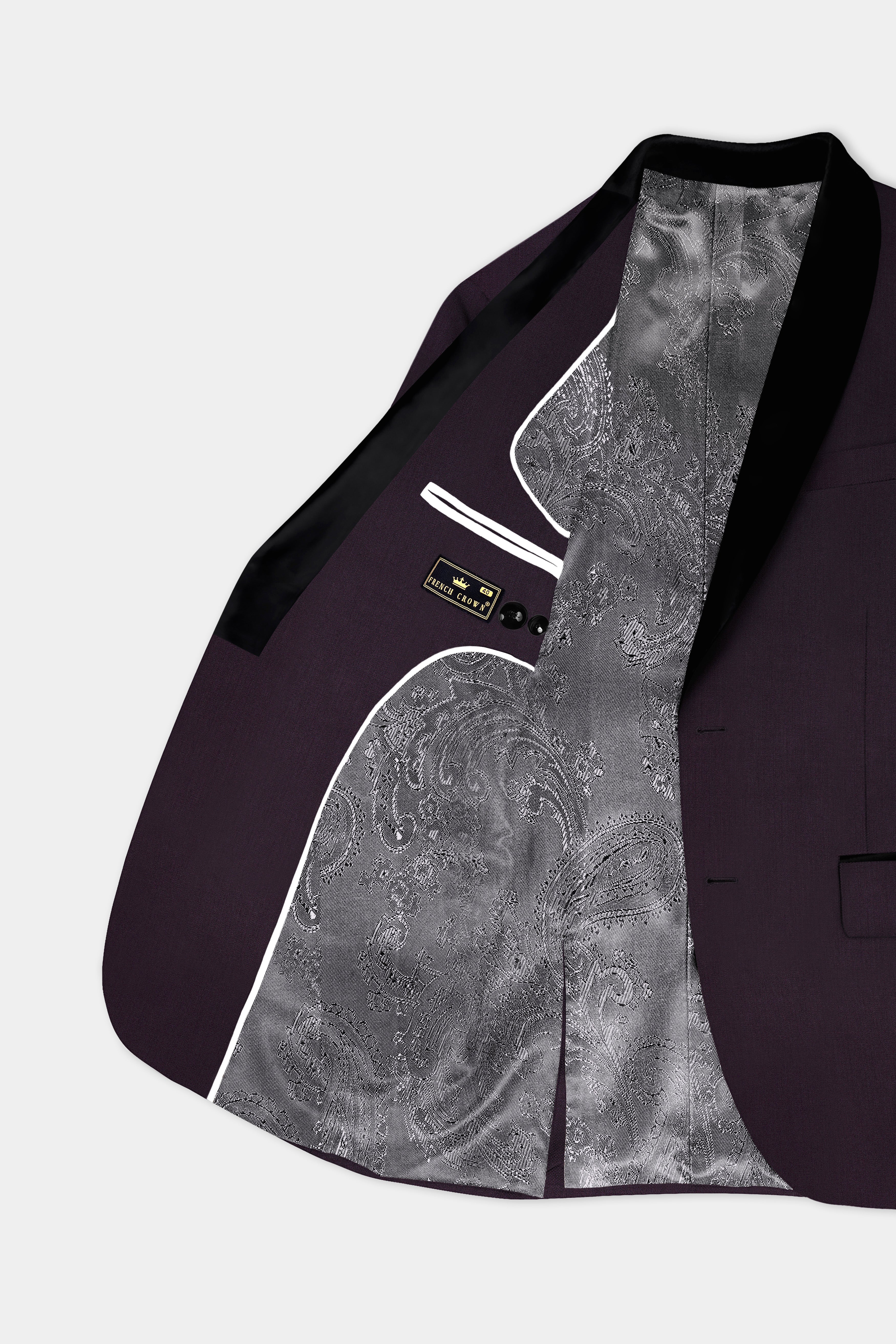 Gondola Purple Solid Wool Blend Tuxedo Blazer