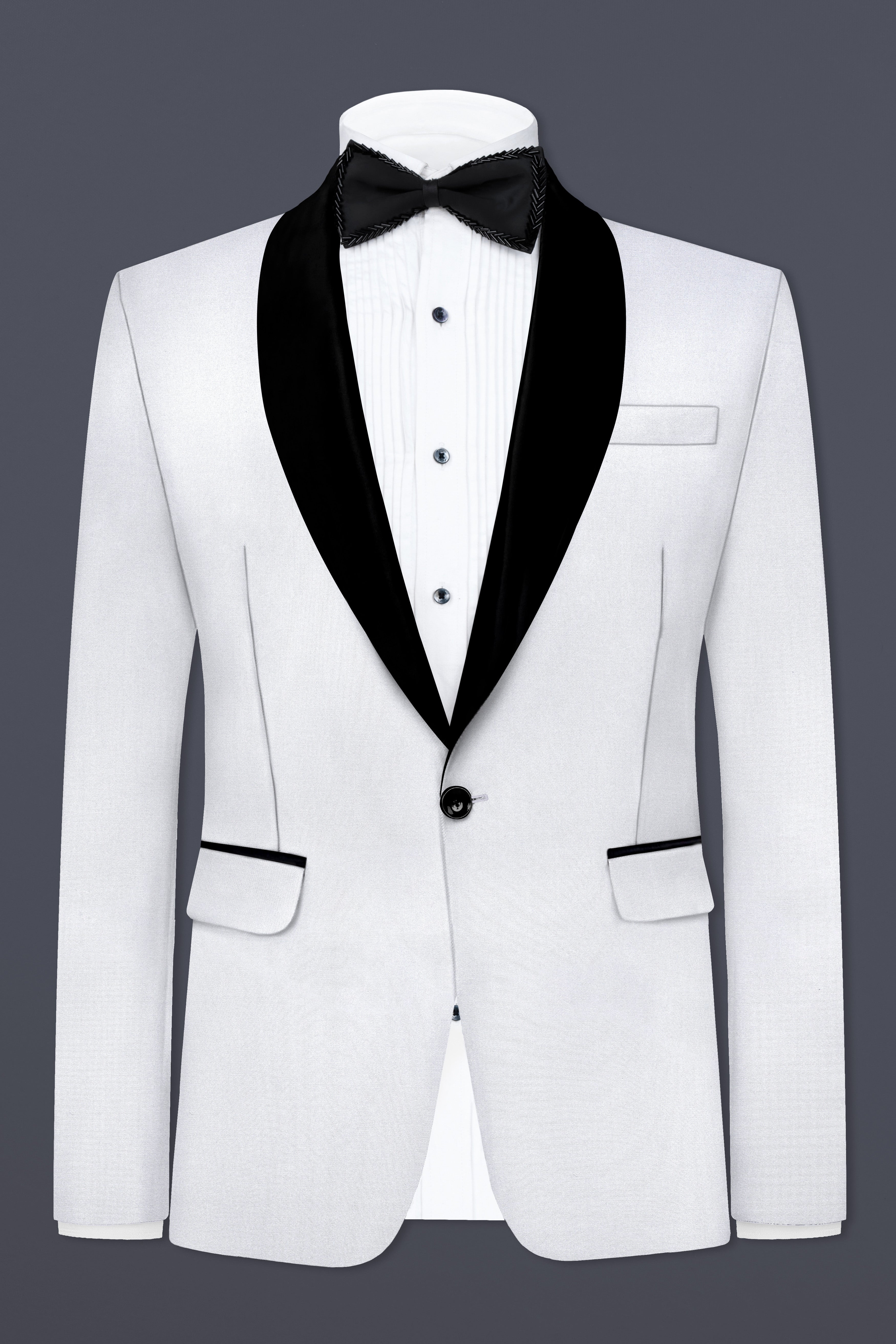 Iron Gray Solid Wool Blend Tuxedo Blazer