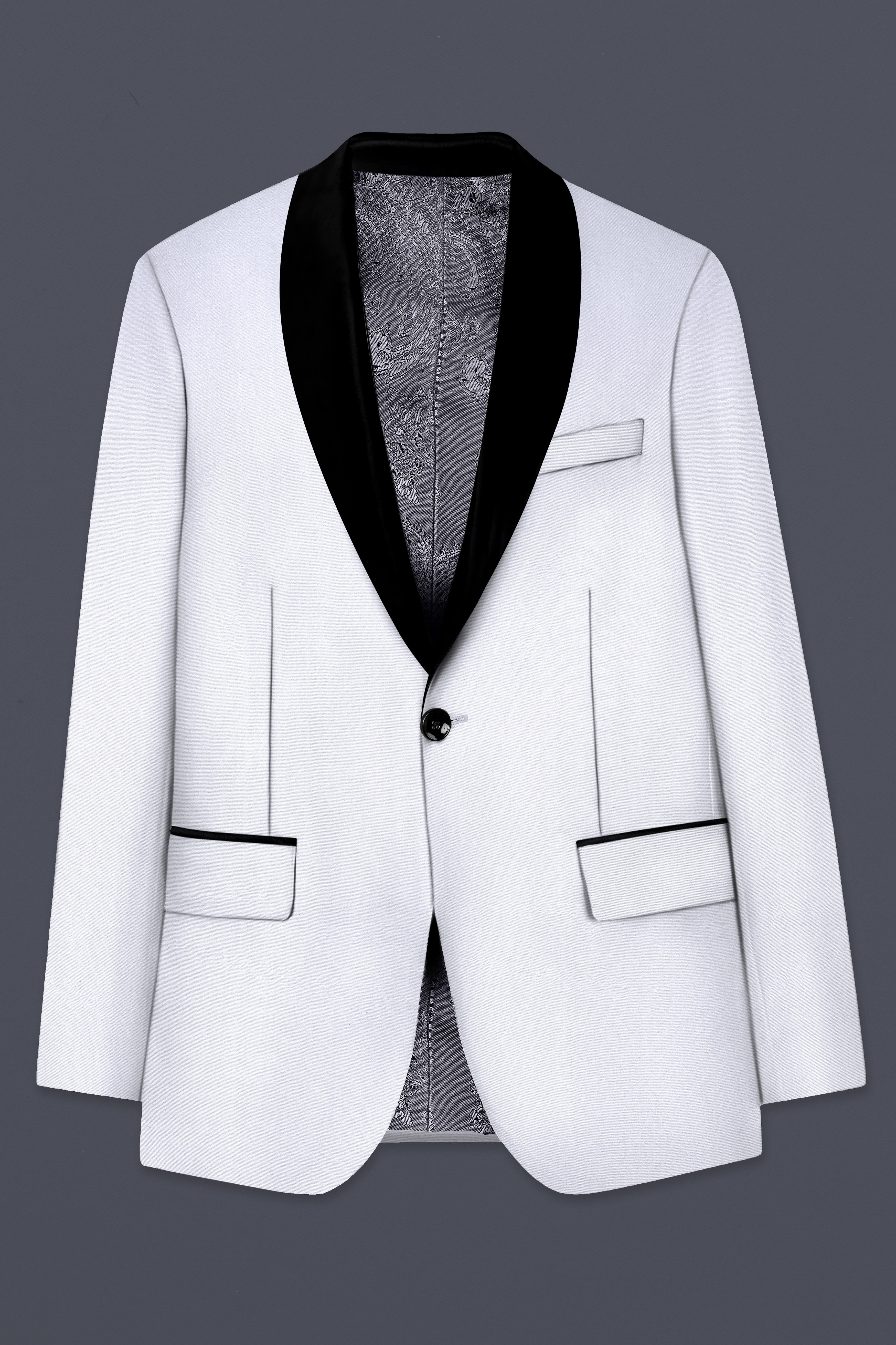 Iron Gray Solid Wool Blend Tuxedo Blazer