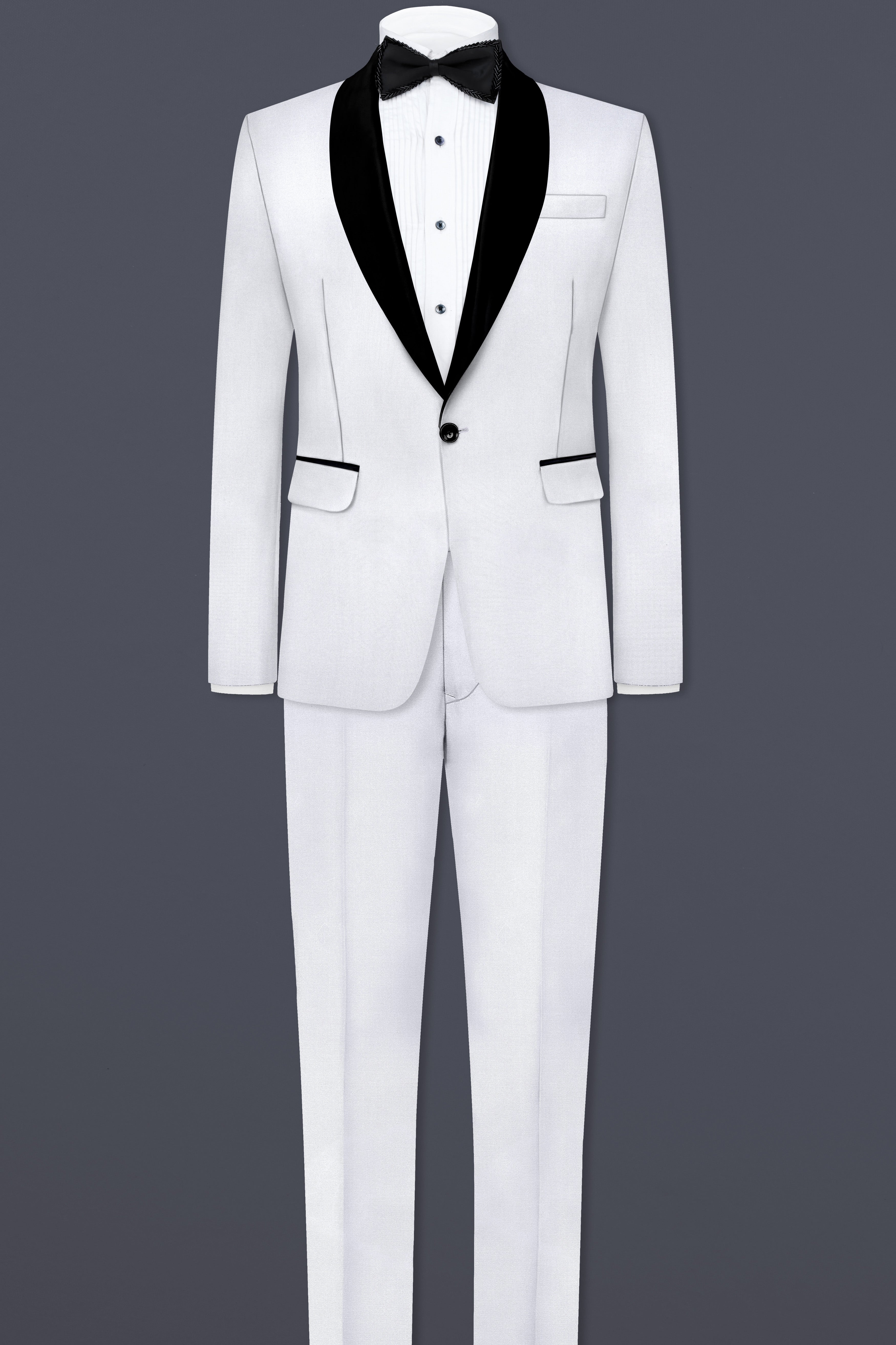 Iron Gray Solid Wool Blend Tuxedo Blazer