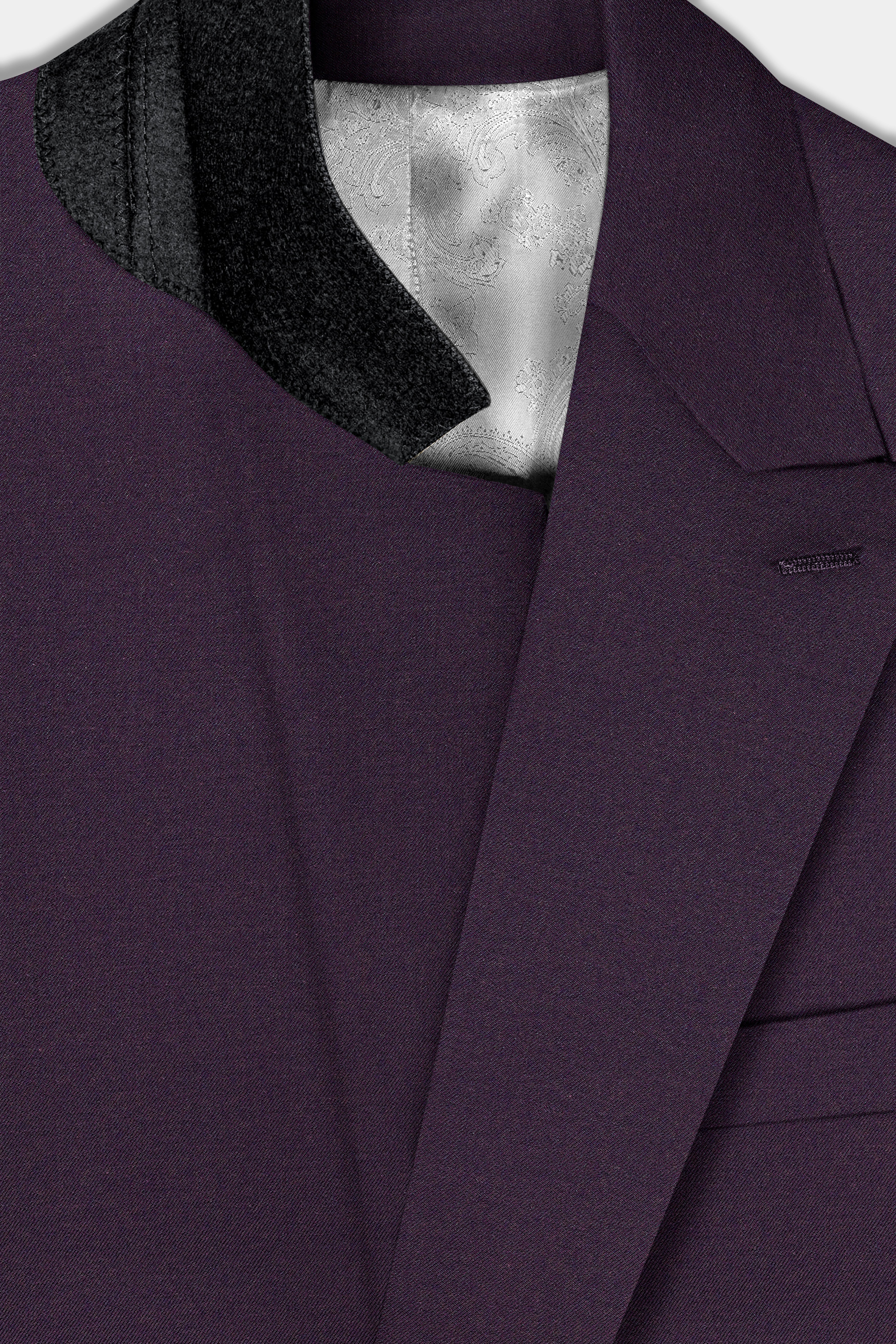 Eminence Purple Solid Wool Blend Double Breasted Blazer