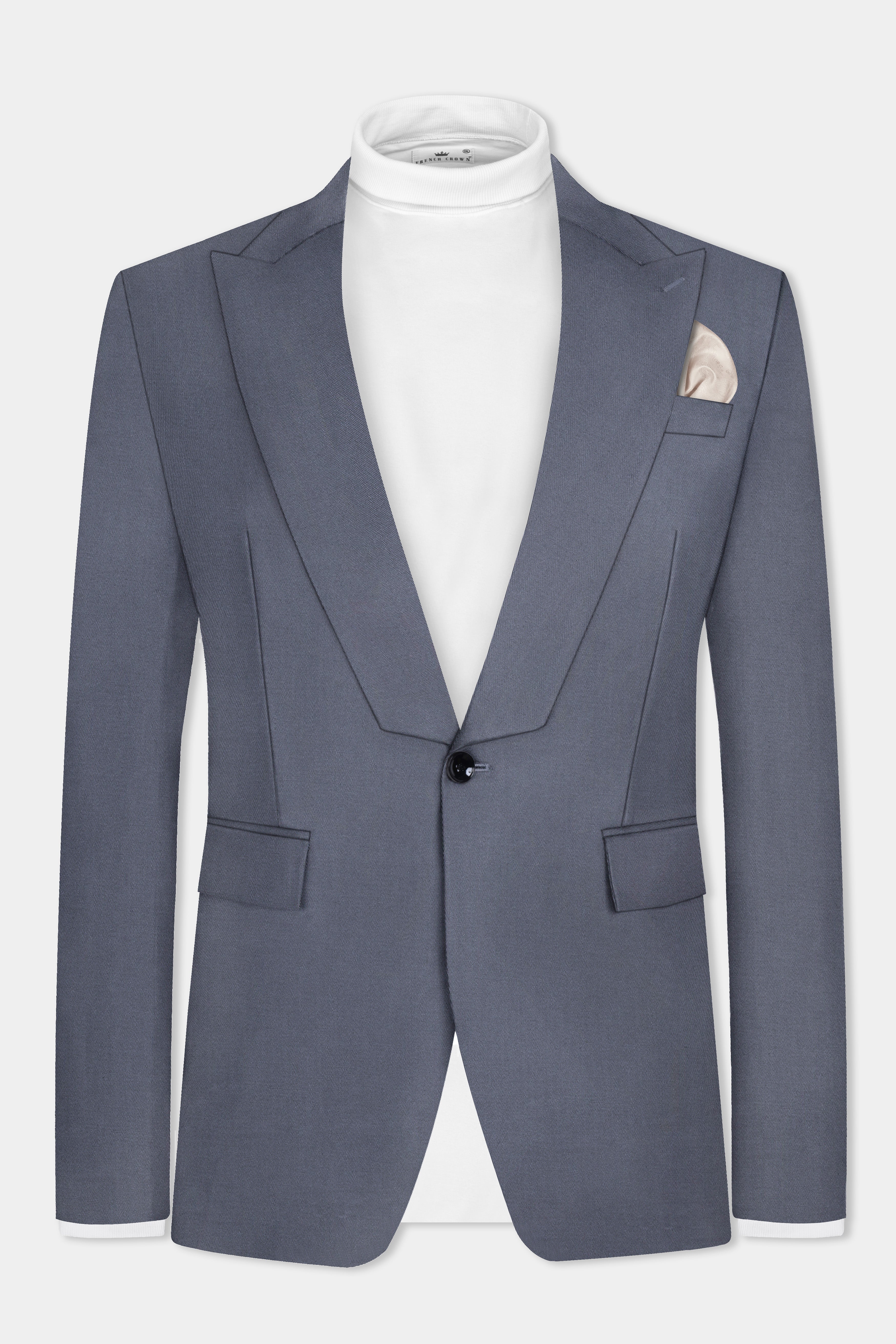 Iridium Gray Textured Cotton Designer Blazer