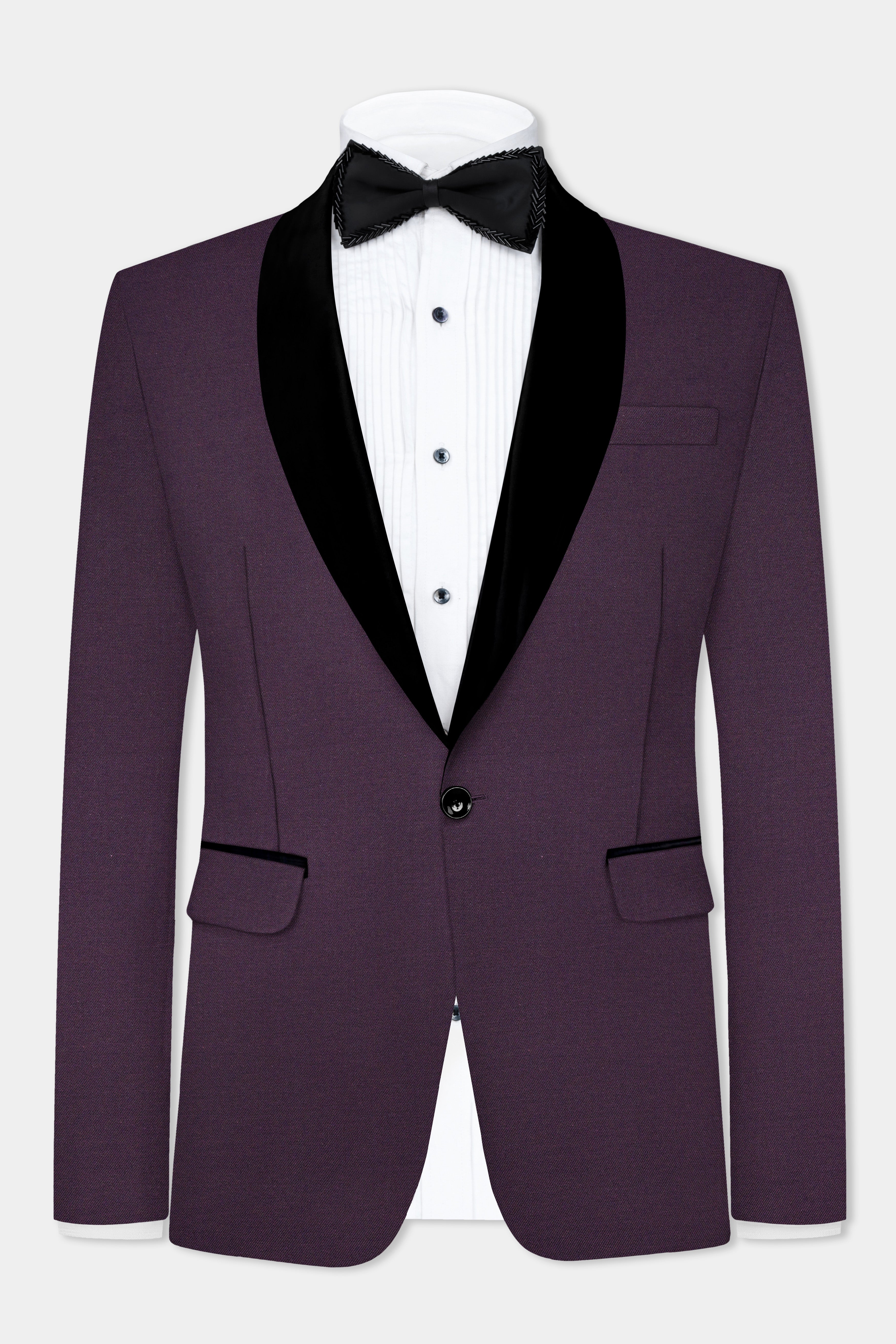 Eminence Purple Solid Wool Blend Tuxedo Blazer