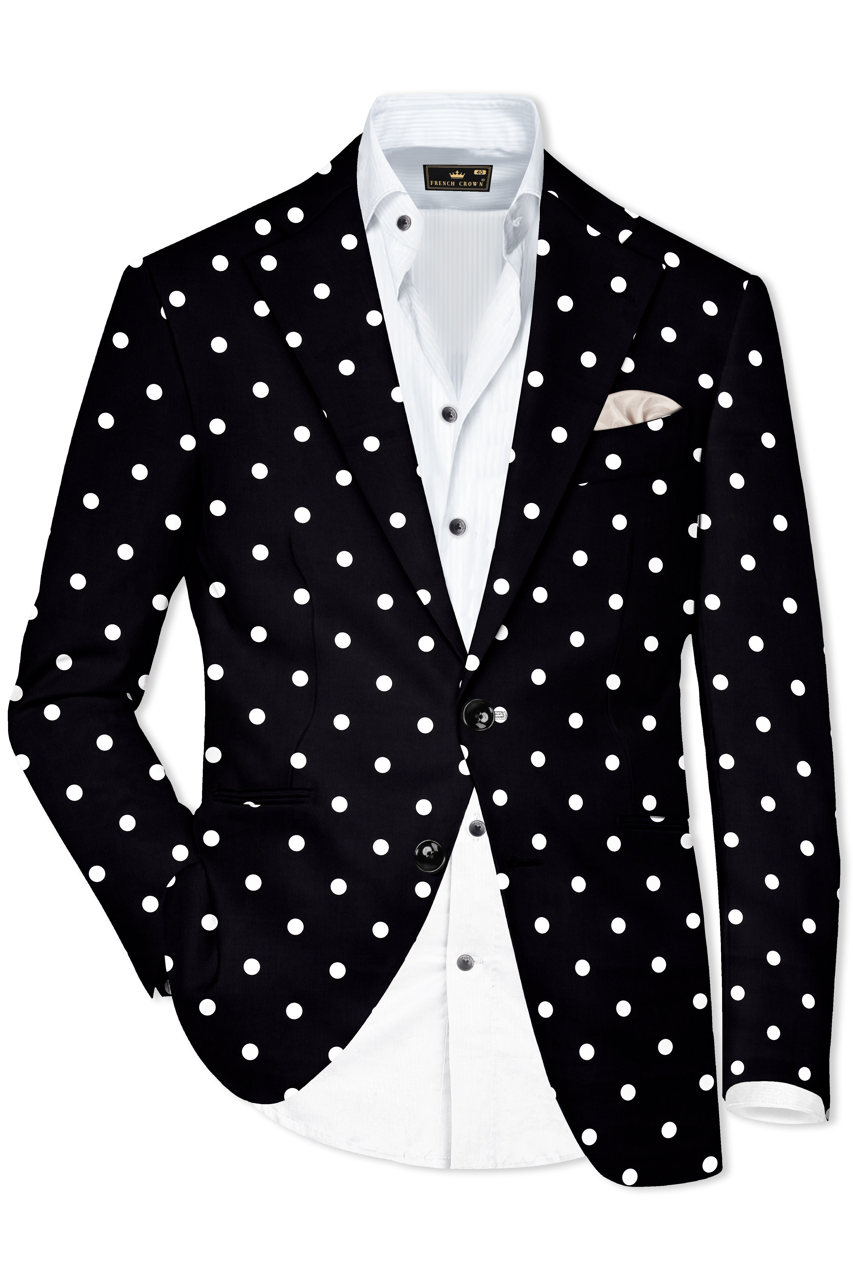Jade Black Polka Printed Designer Blazer