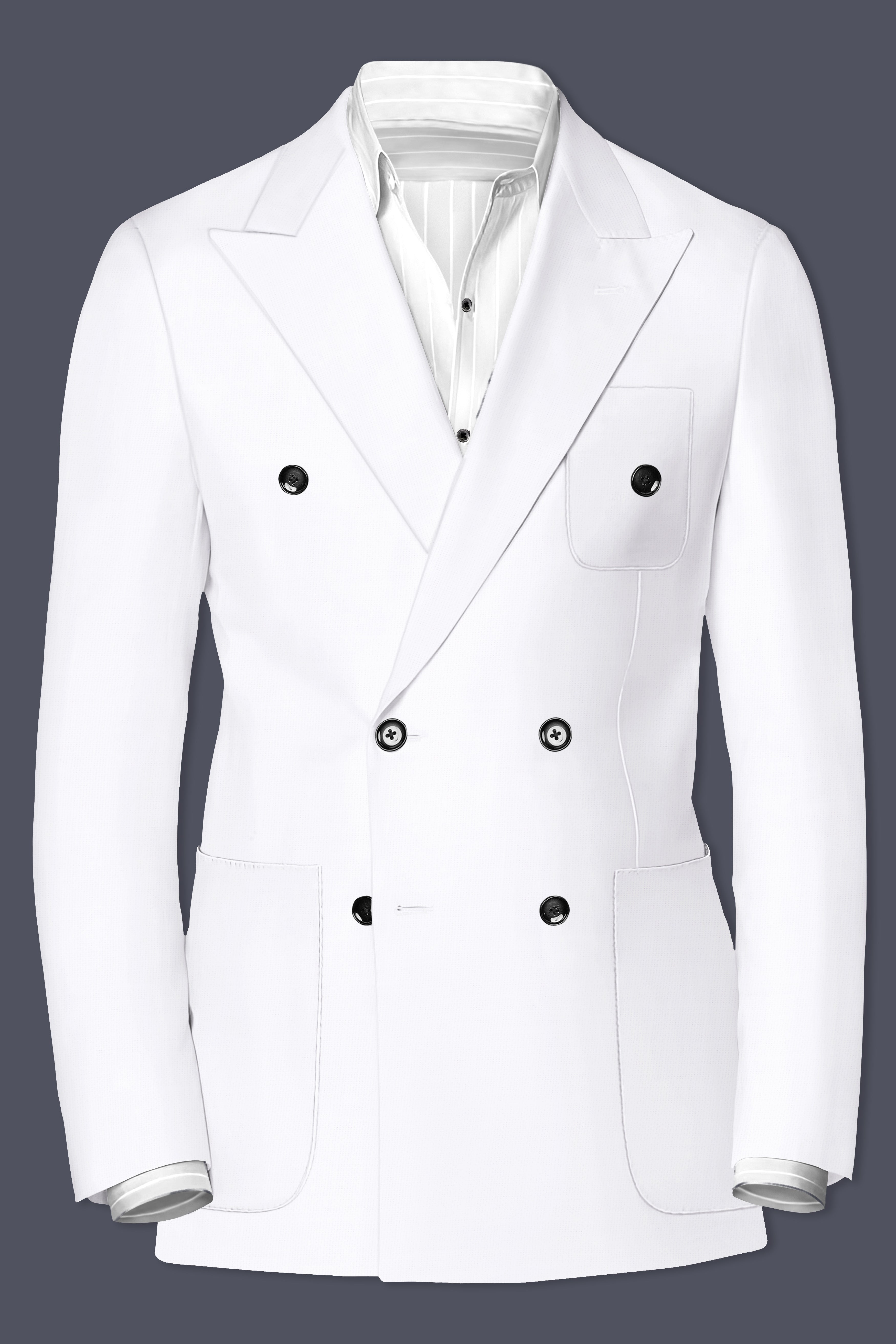 Snow White Luxurious Linen Double-breasted Sports Blazer