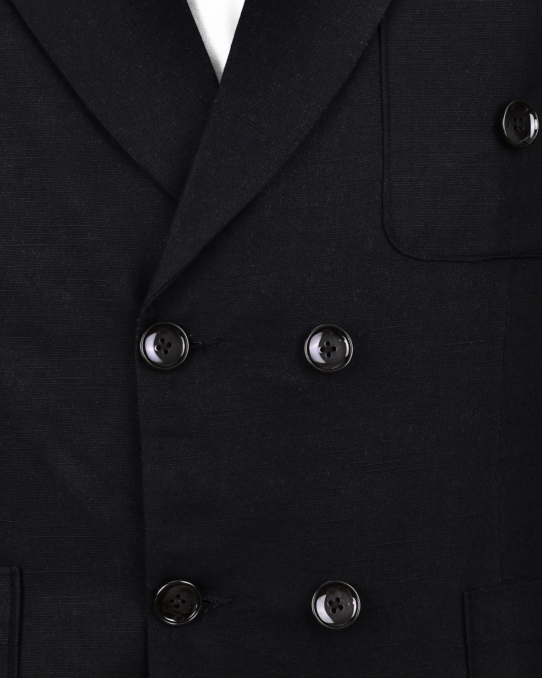 Jade Black Luxurious Linen Double-Breasted Sports Blazer