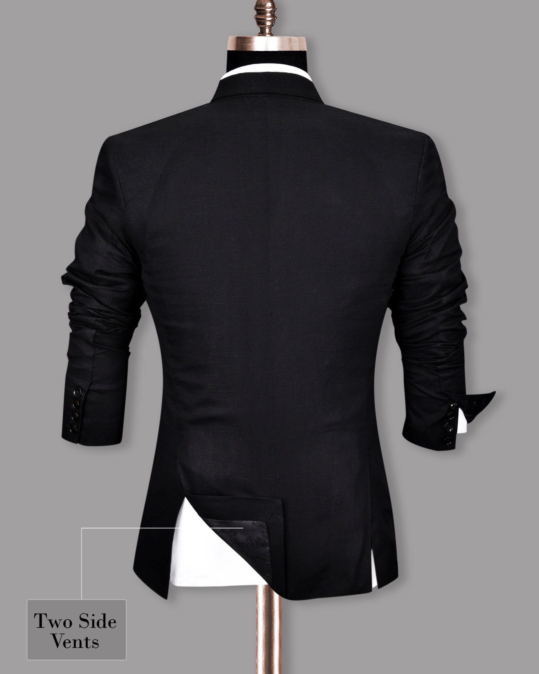 Jade Black Luxurious Linen Double-Breasted Sports Blazer