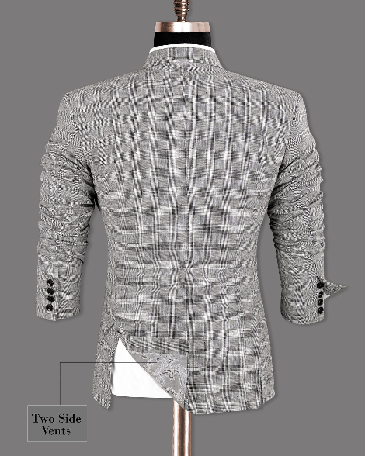 Star Dust Gray Plaid Premium Cotton Double Breasted Sports Blazer