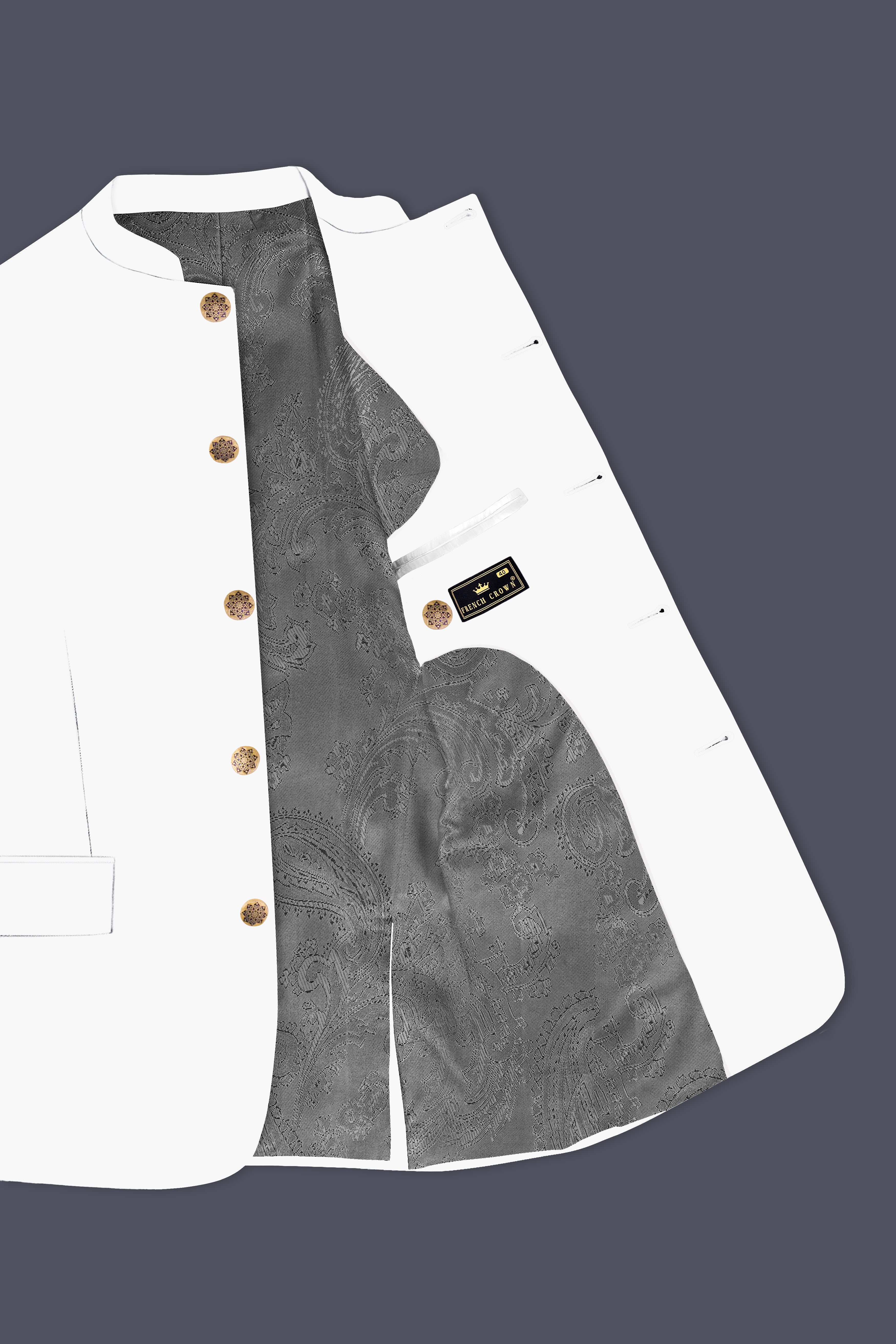 BRIGHT WHITE LUXURIOUS LINEN BANDHGALA/MANDARIN PERFORMANCE BLAZER