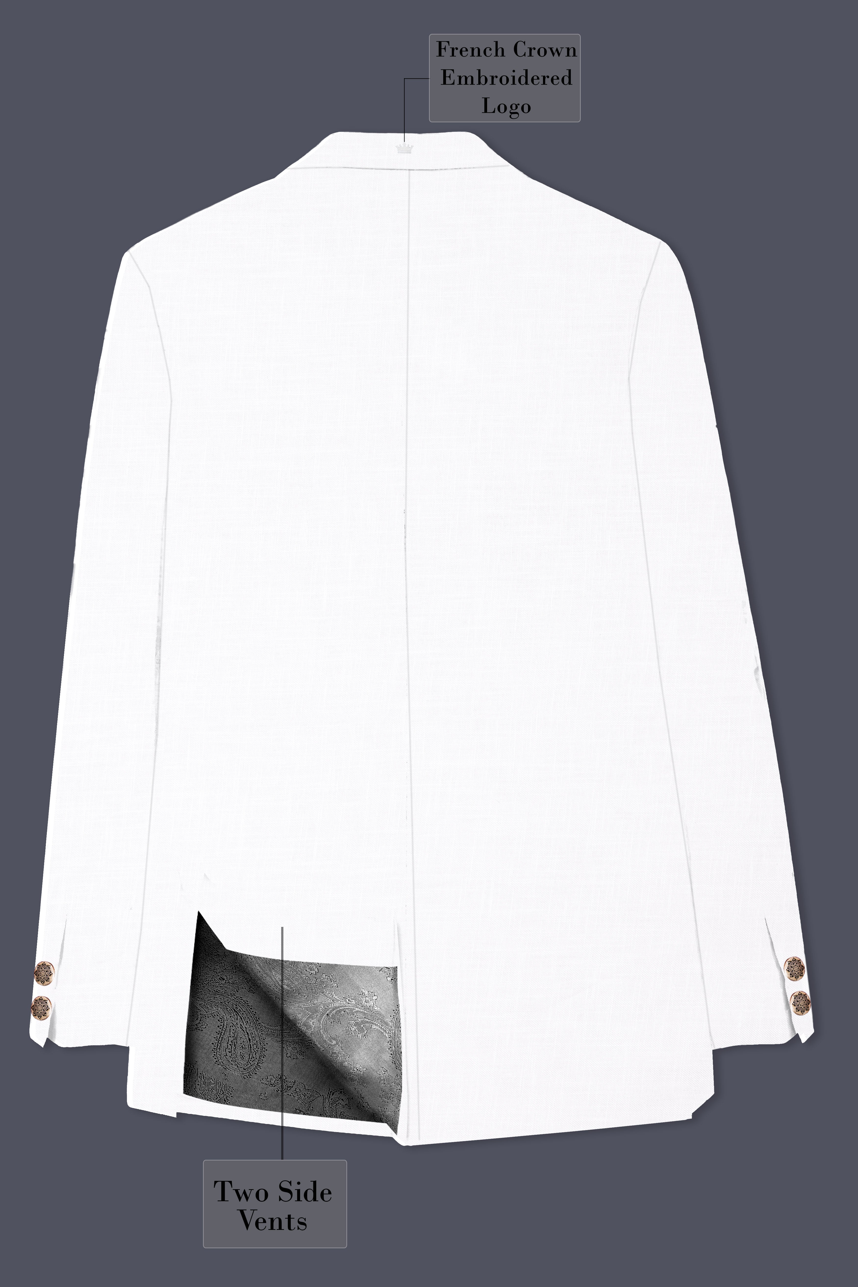 BRIGHT WHITE LUXURIOUS LINEN BANDHGALA/MANDARIN PERFORMANCE BLAZER