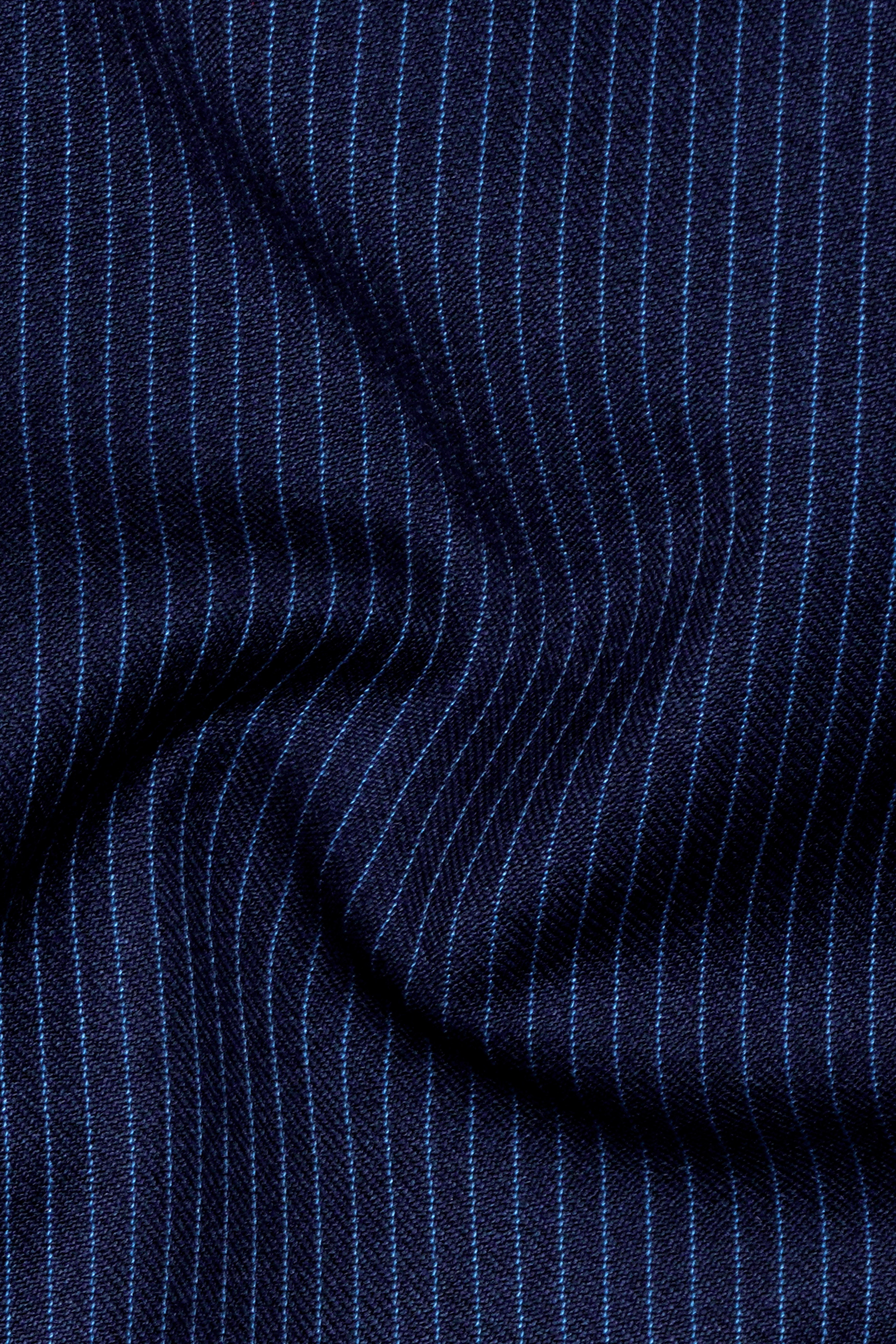 Midnight and Chambray blue Striped Woolrich Tuxedo Blazer