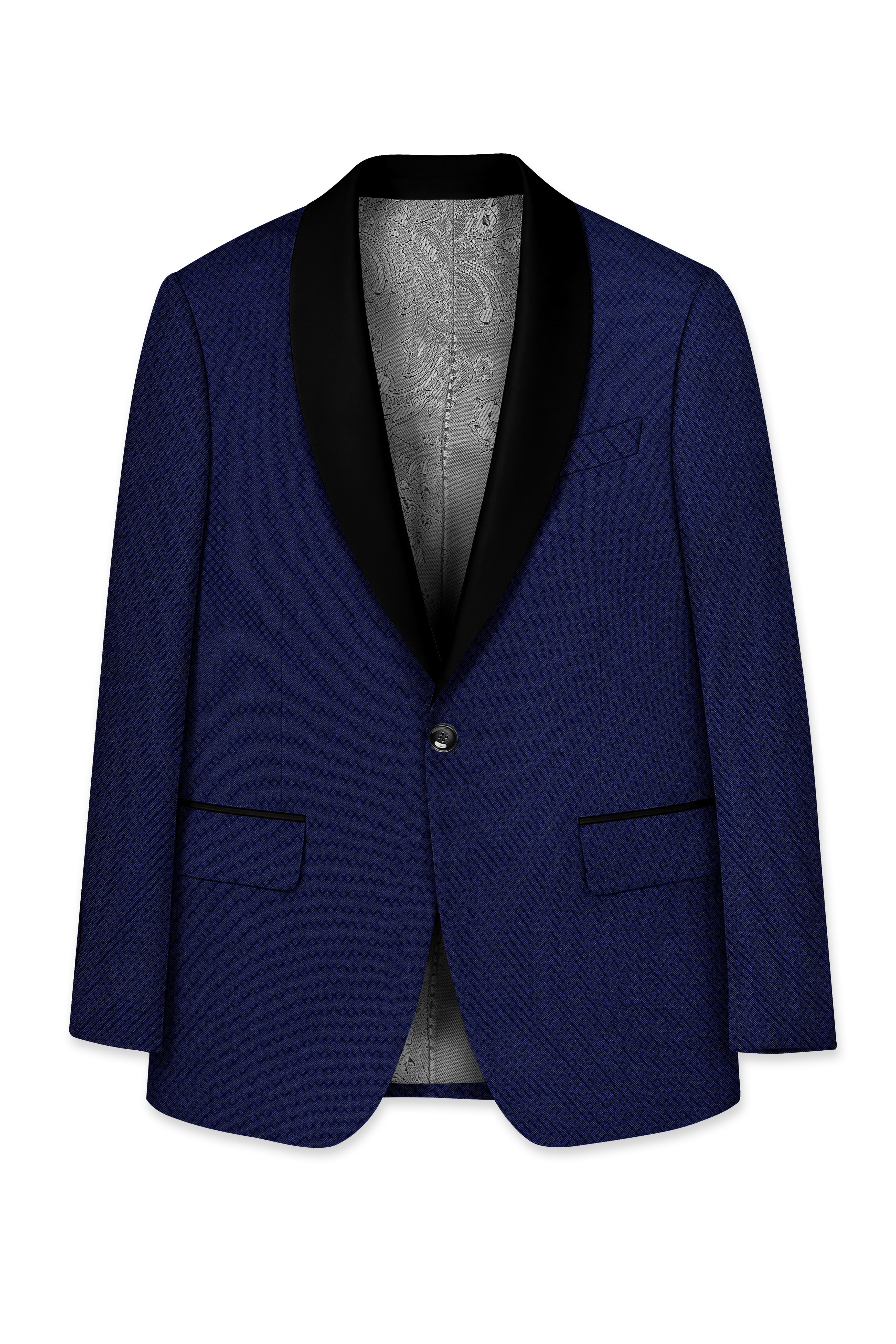 Port Gore Blue Subtle Textured Woolrich Tuxedo Blazer