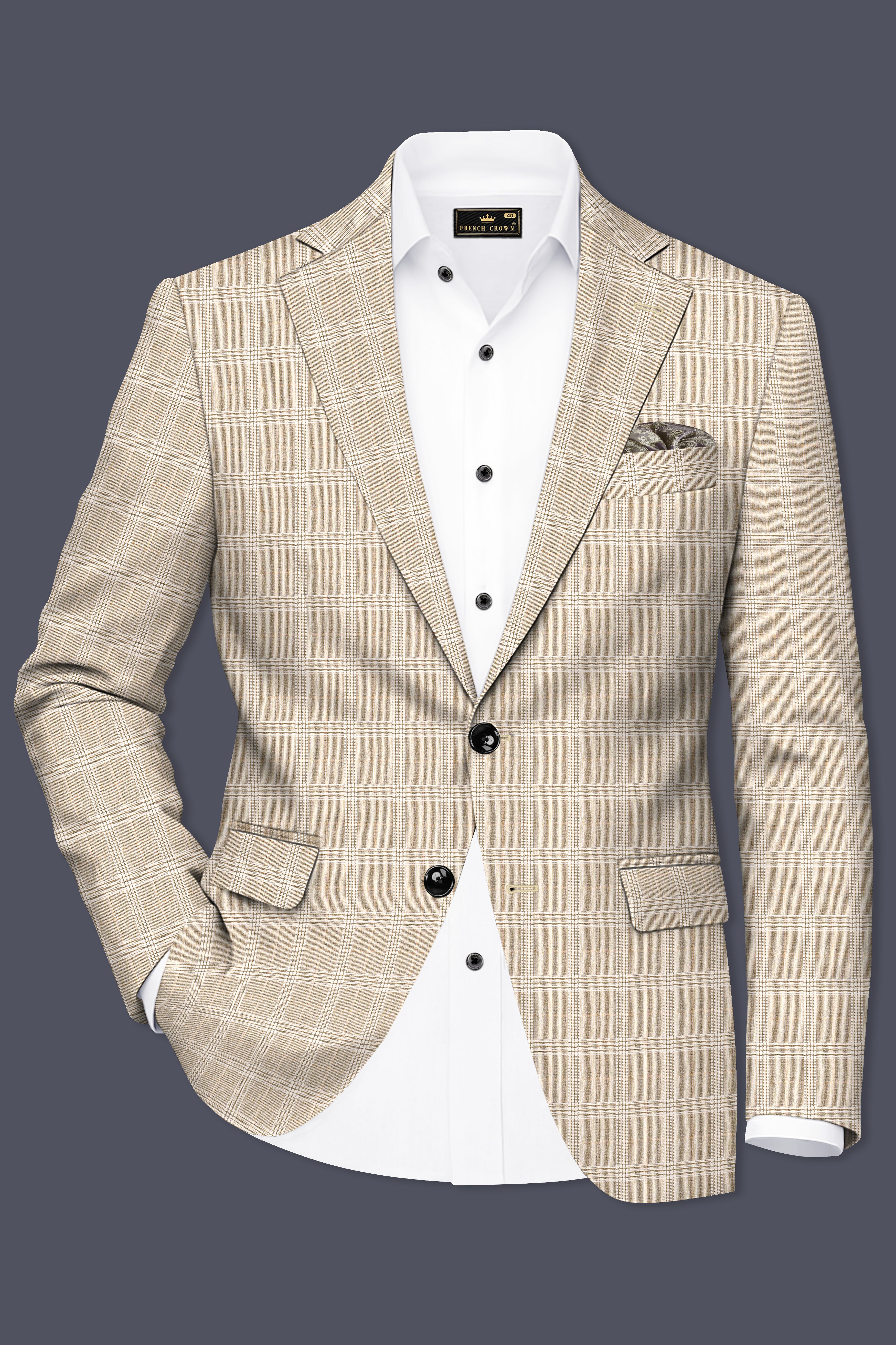 Mongoose Cream Plaid Wool Rich Sports Blazer
