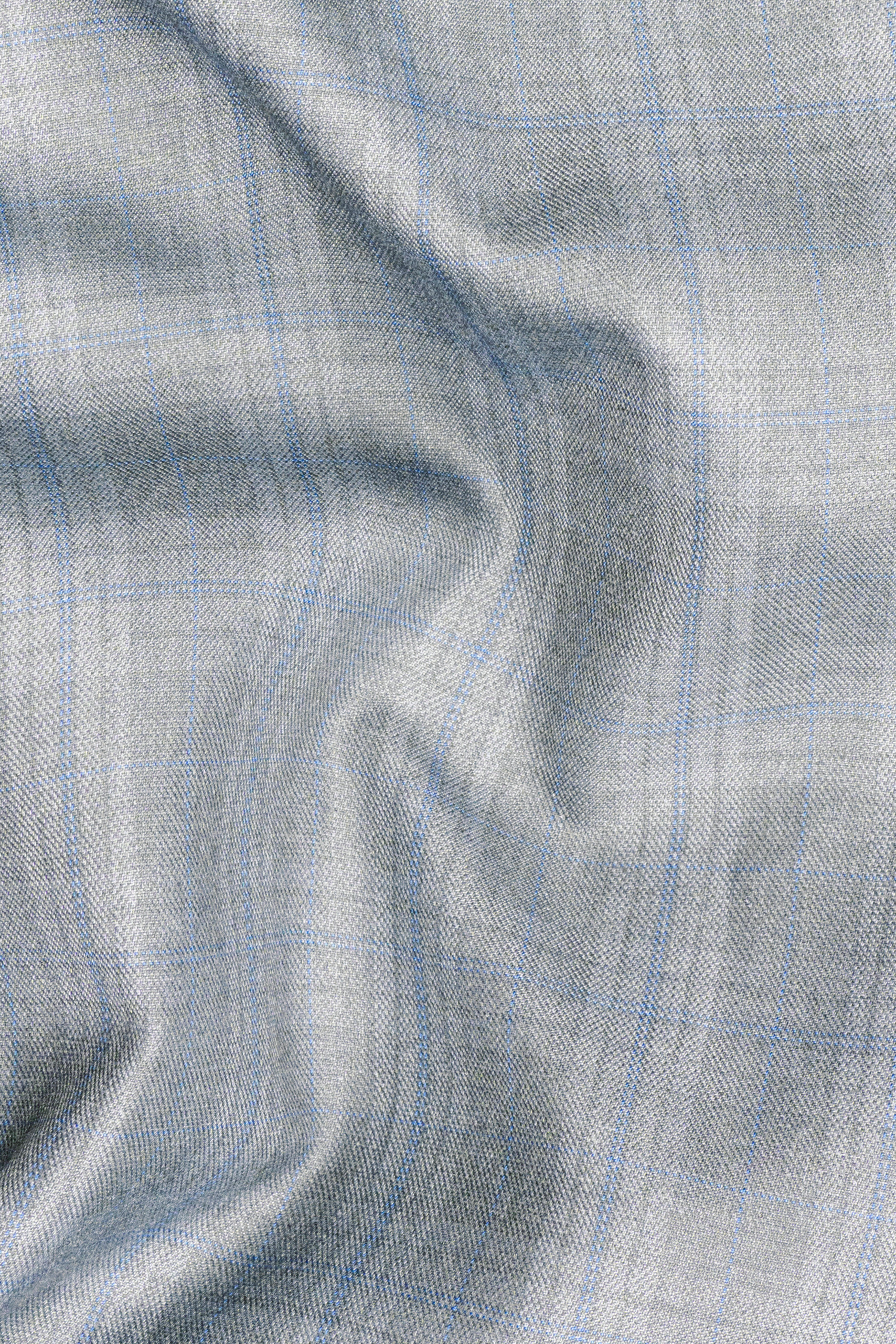 Nobel Grey Subtle Plaid Double-Breasted Wool Rich Blazer